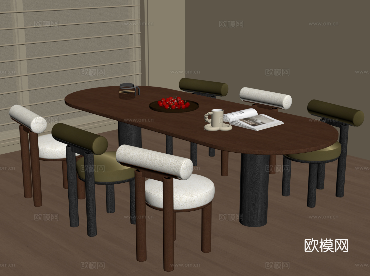 法式中古餐桌椅su模型