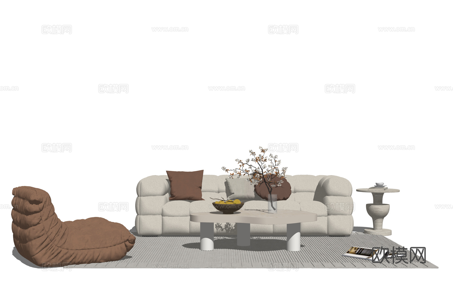 卡座 客厅 卧室 组合沙发 凳子 桌椅 懒人沙发 家装 椅子su模型