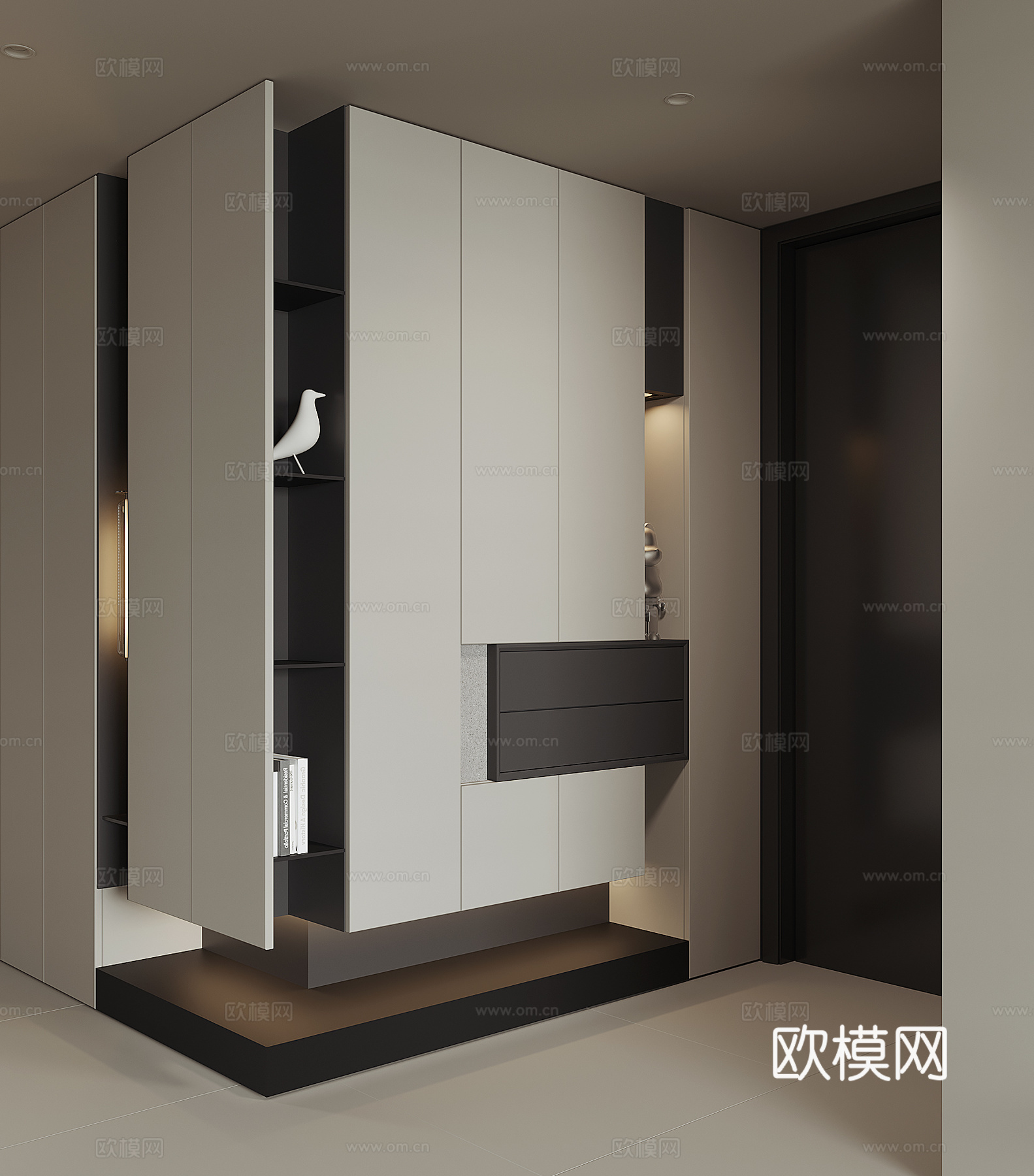 现代入户转角鞋柜su模型