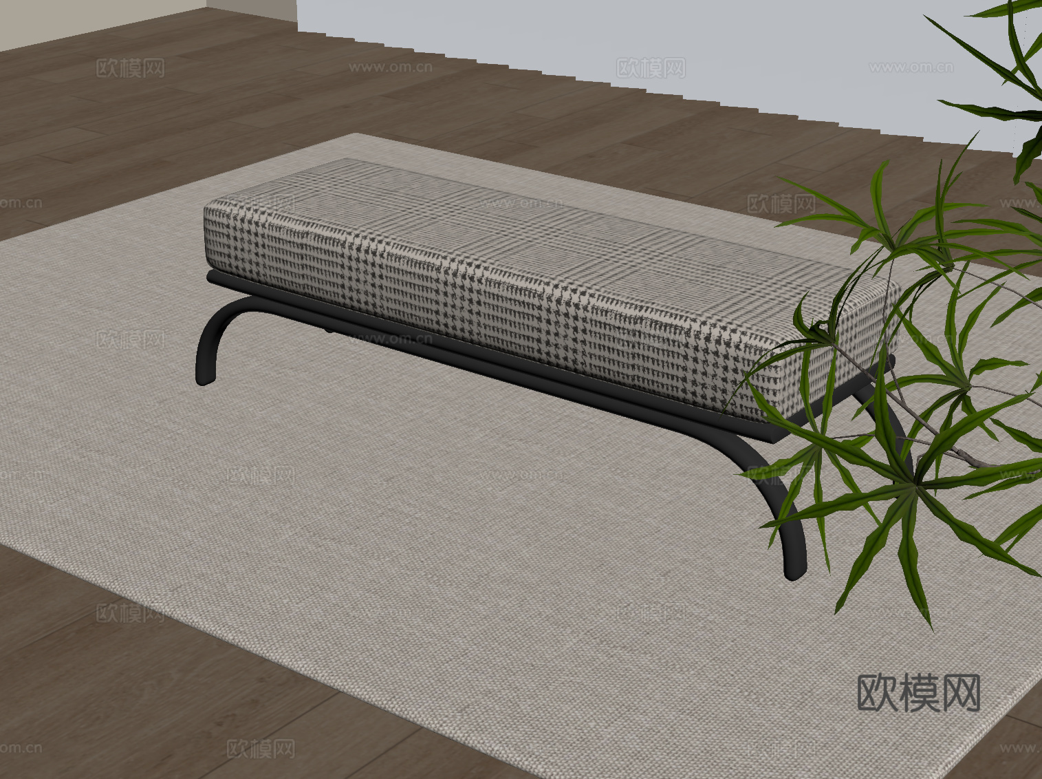 现代中古风换鞋凳 床尾凳su模型