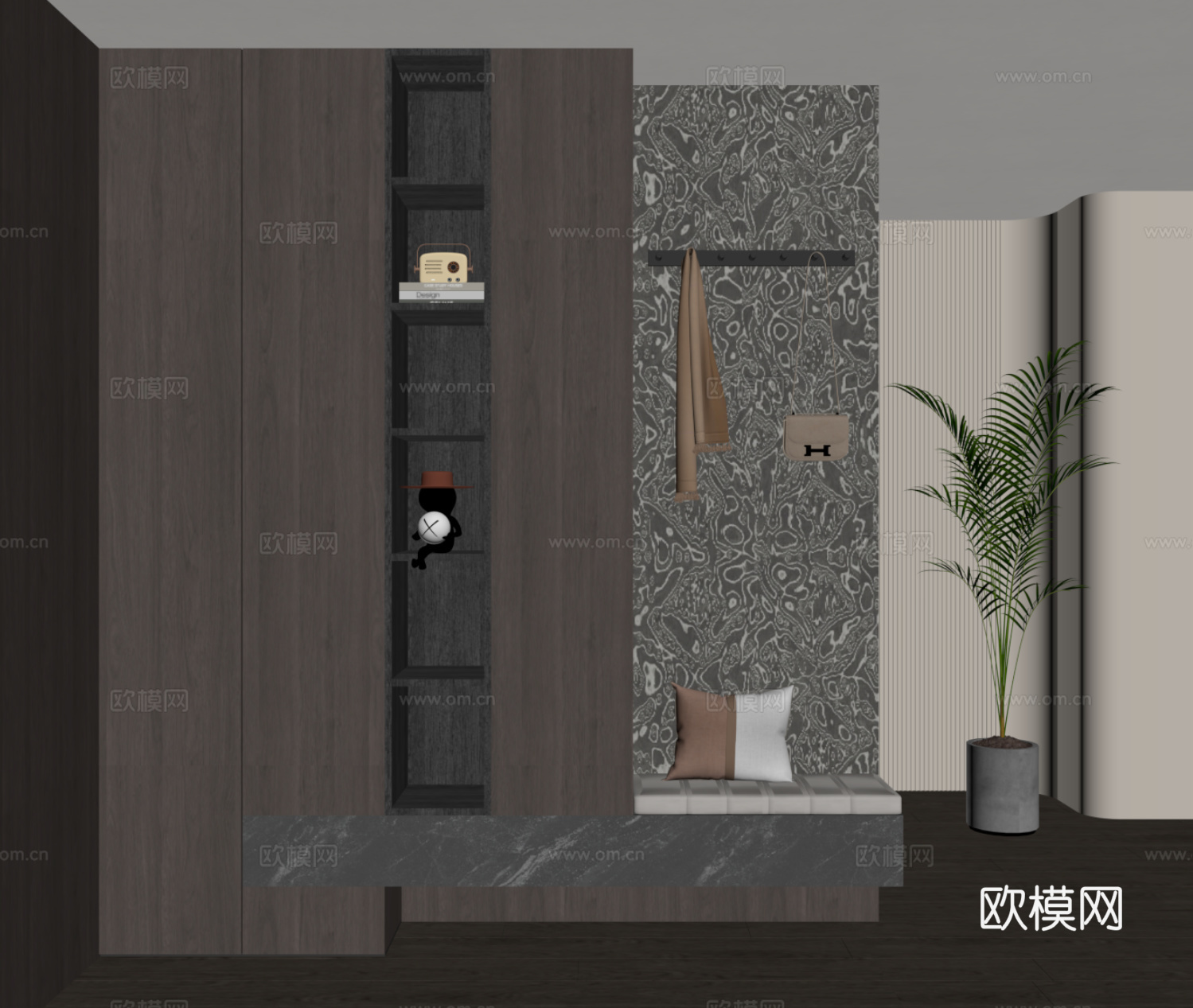 现代意式玄关柜 鞋柜su模型