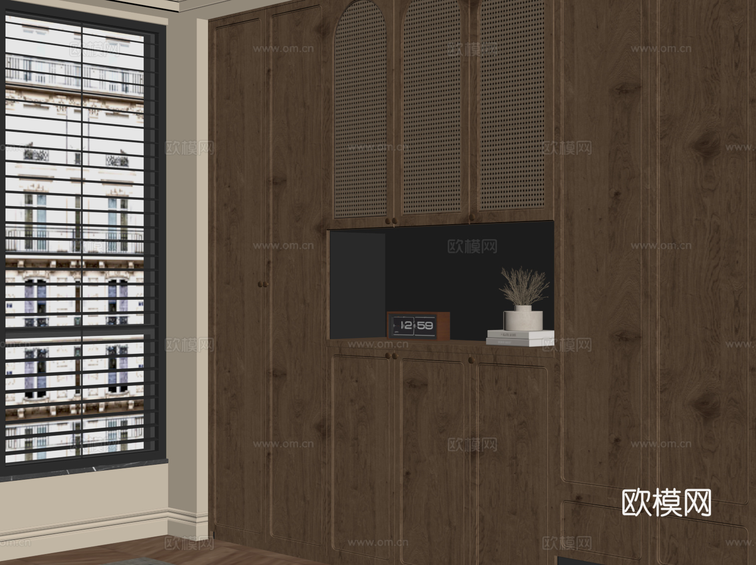 中古风鞋柜 入户装饰柜su模型