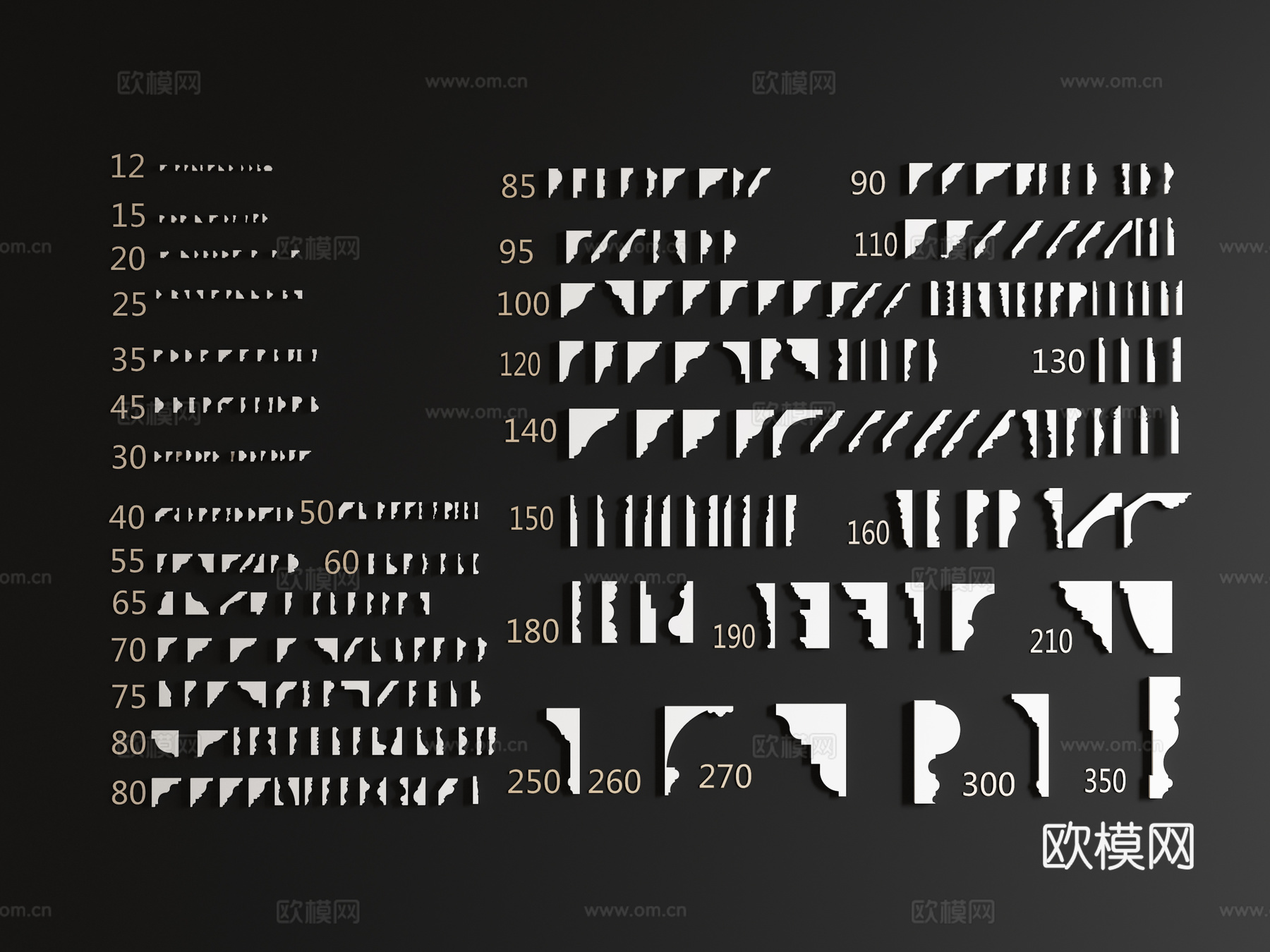 石膏 角花 石膏线 腰线 角线su模型