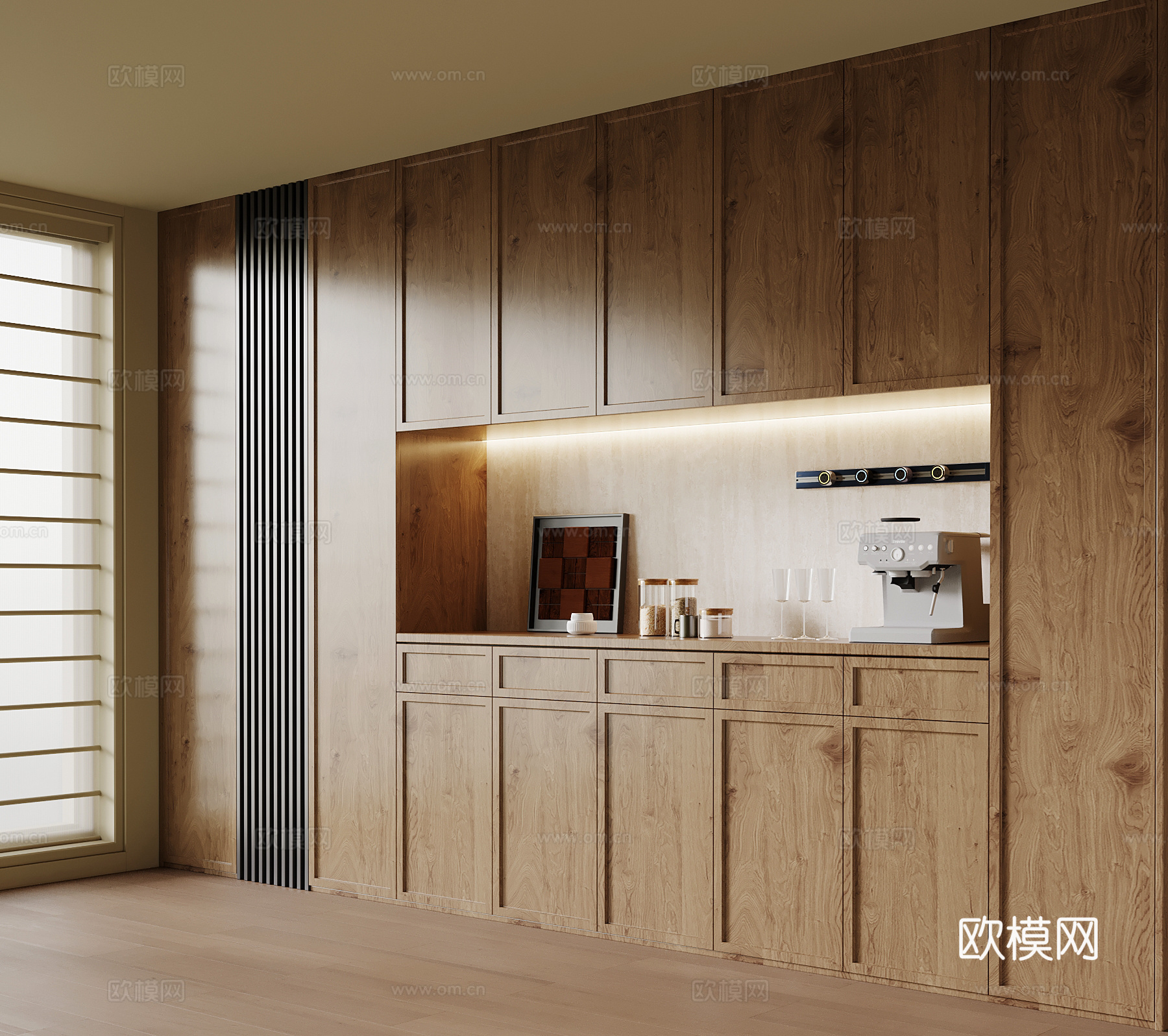 中古风餐边柜su模型