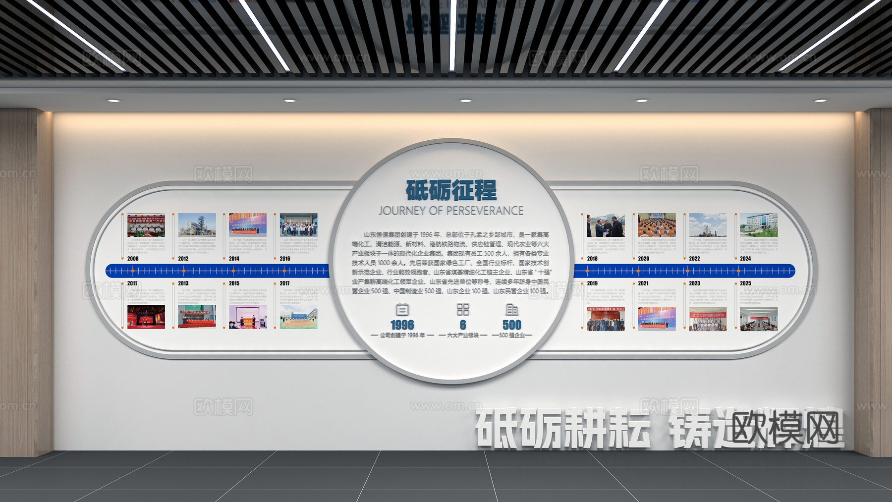 企业发展文化墙3d模型