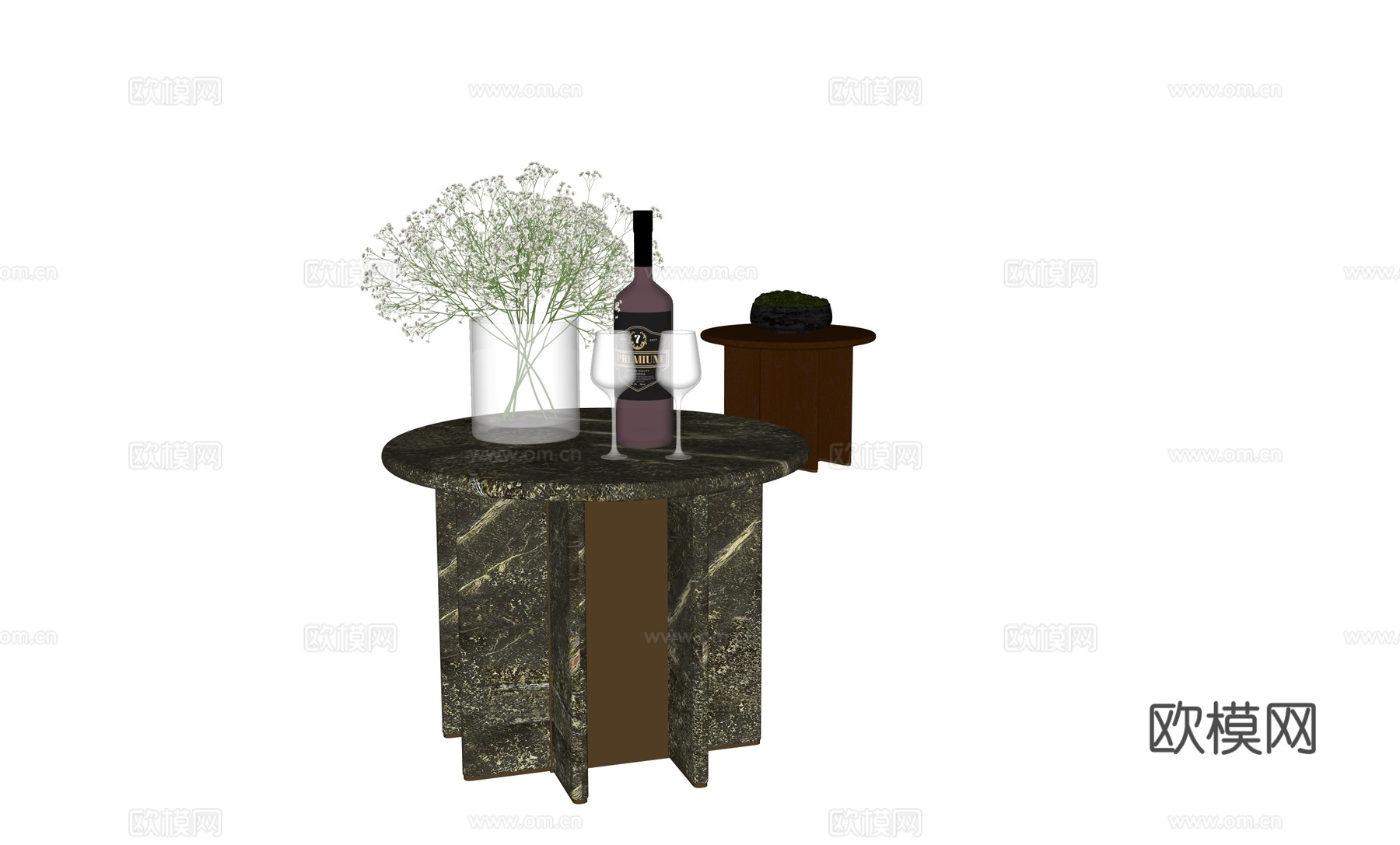 轻奢角几边几圆几su模型