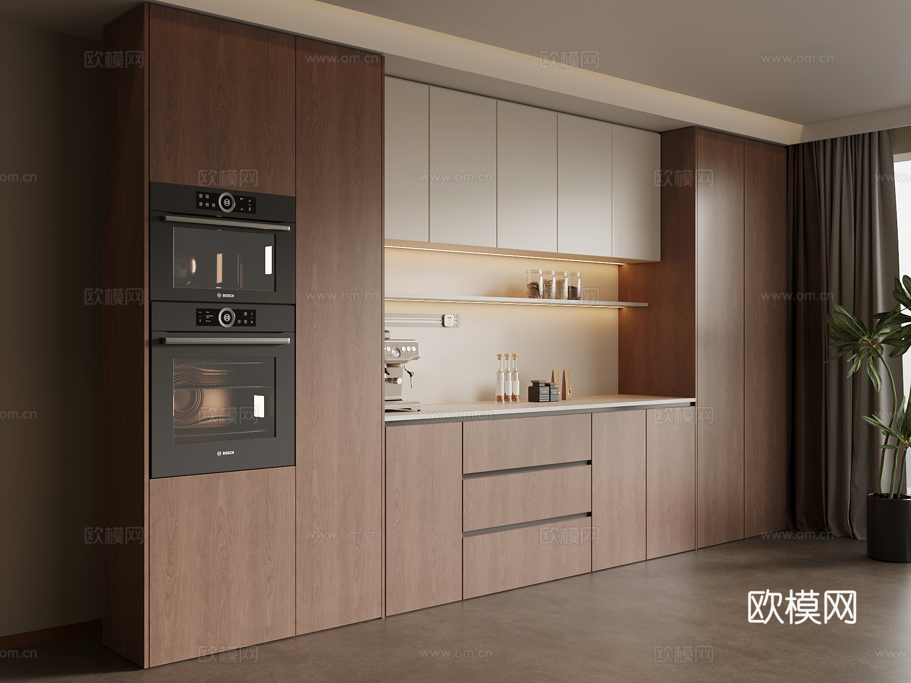 中古风餐边柜su模型