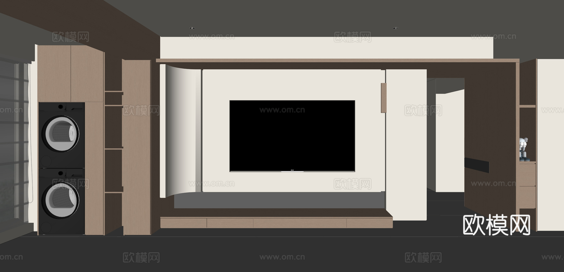 现代电视背景墙su模型