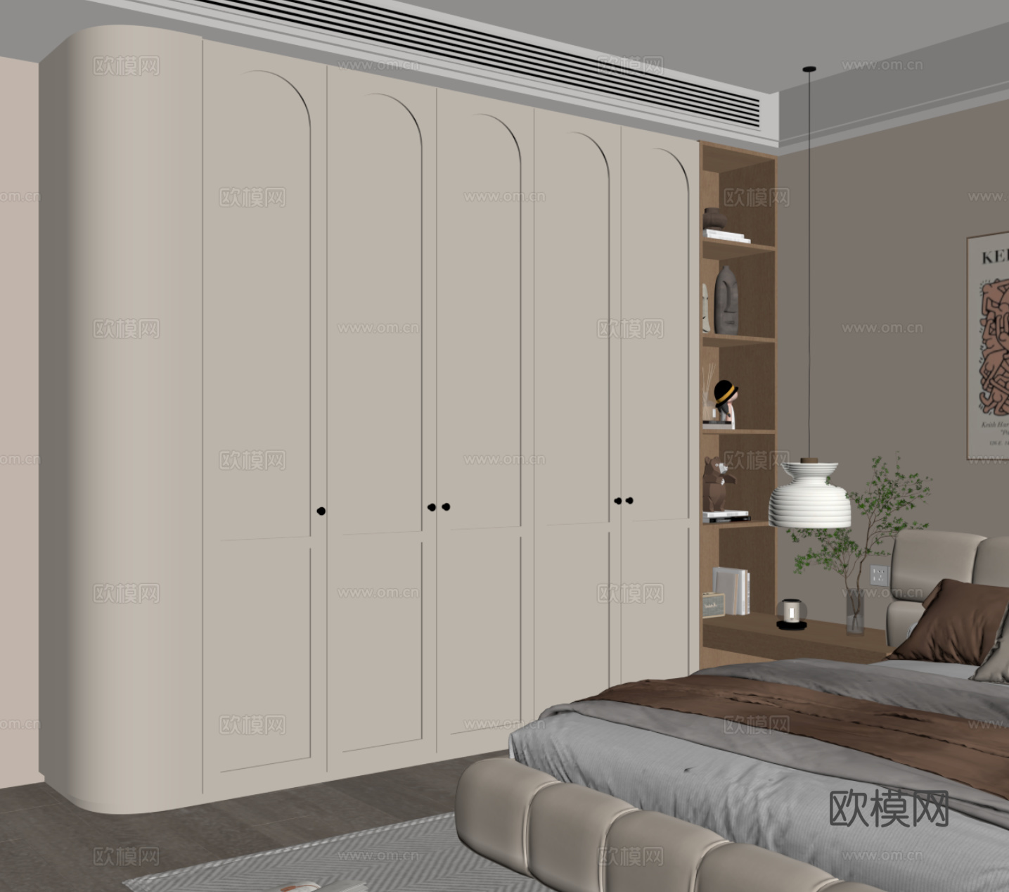 法式奶油风衣柜su模型