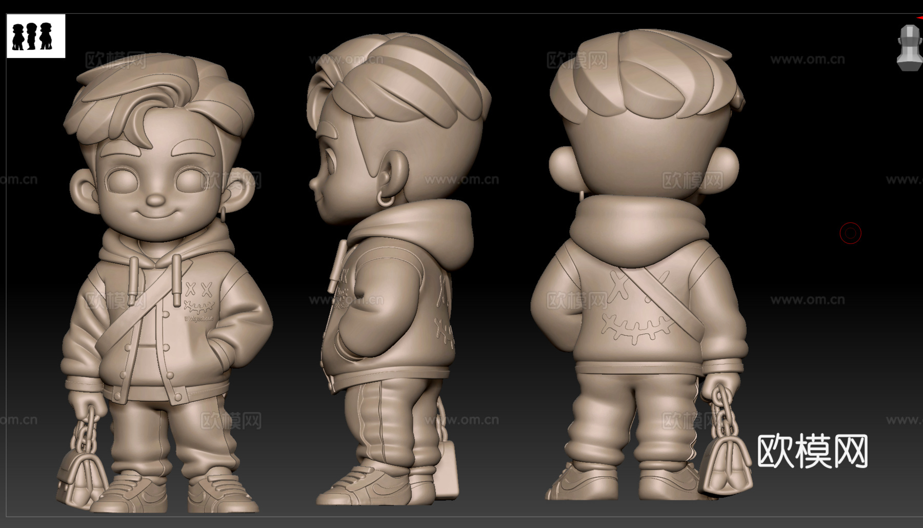 Q版动漫角色手办-3D打印模型-素模定制-可打印打模上色免费3d模型下载（渲染图4）