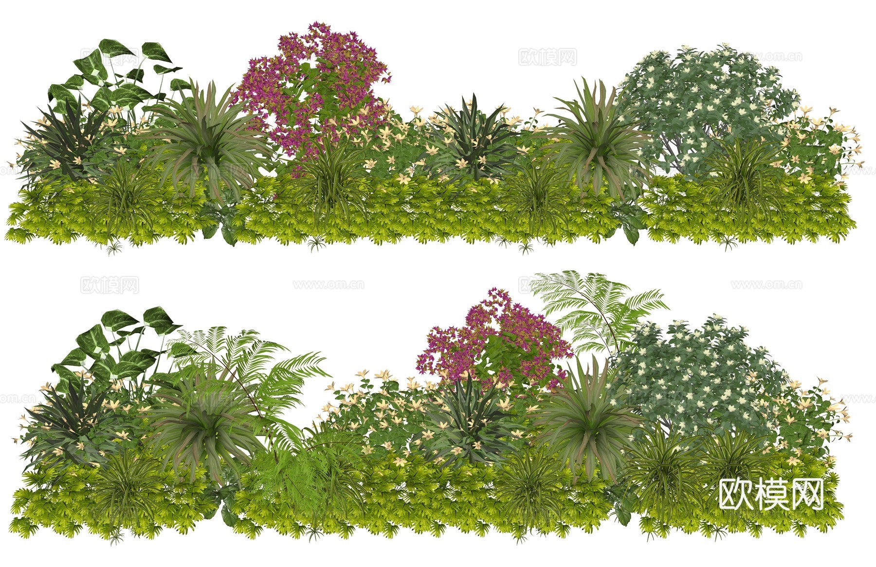 现代室内植物堆造景组合su模型