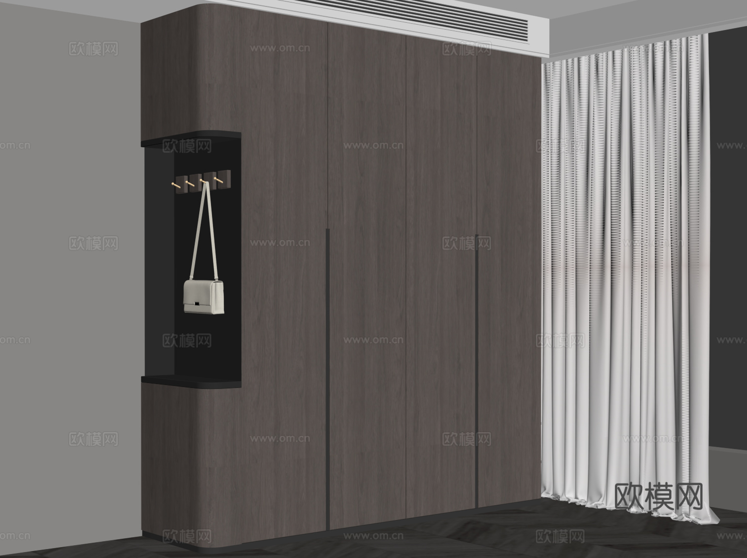 现代意式衣柜su模型