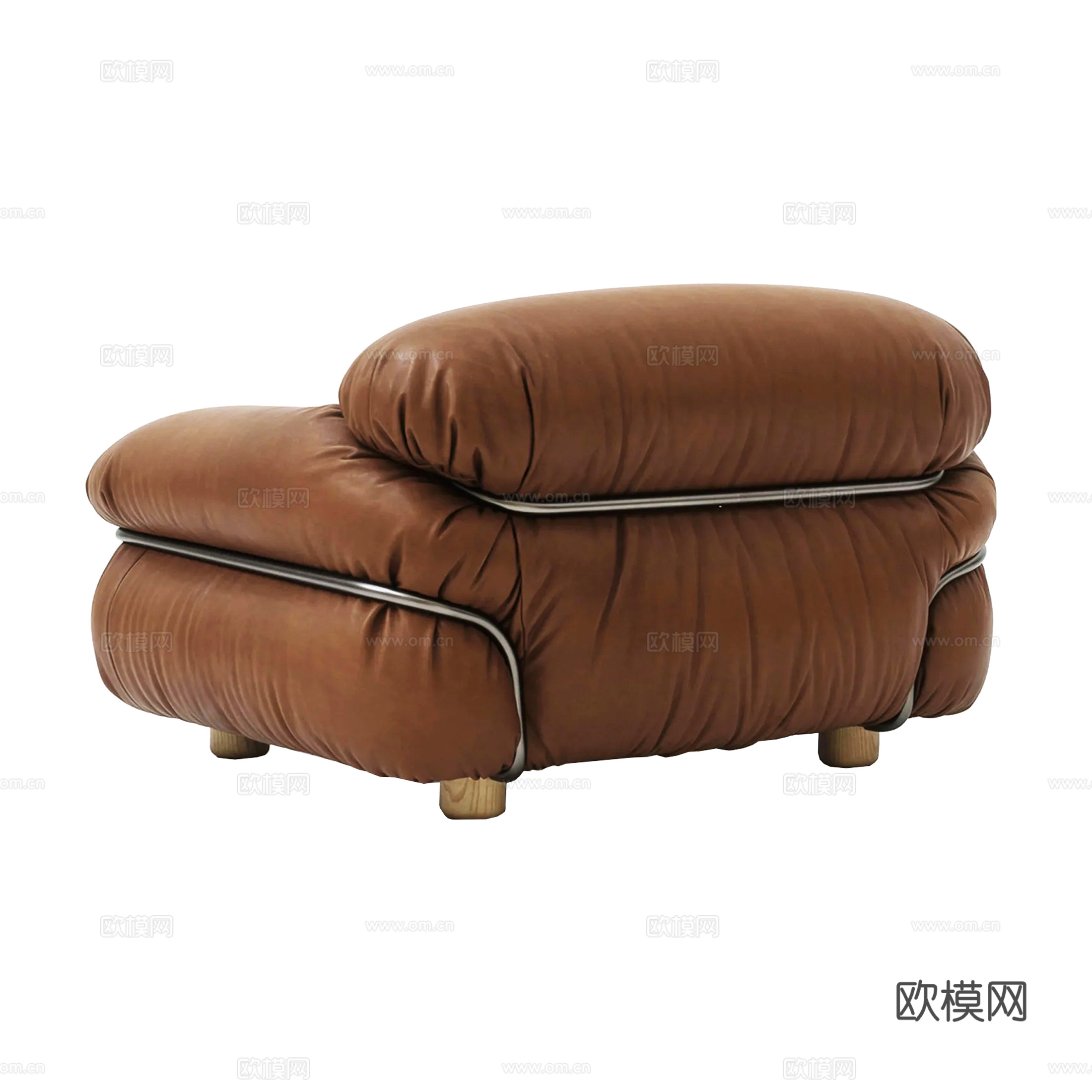 现代皮质单人沙发su模型