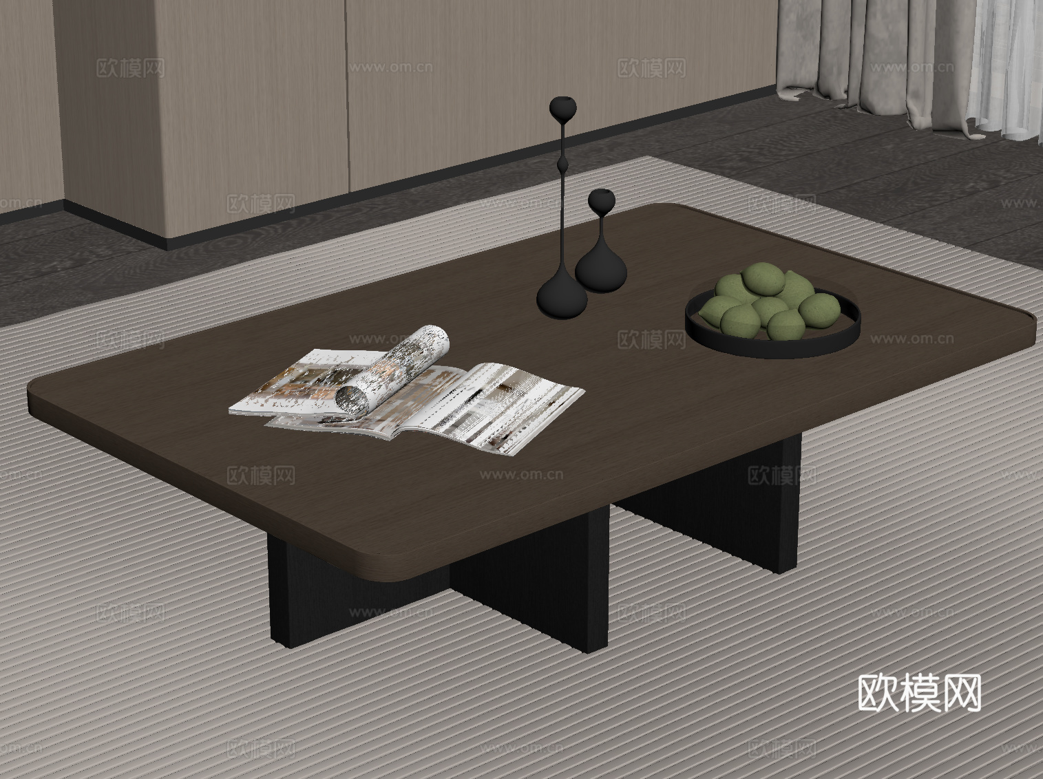 现代意式茶几su模型下载（渲染图2）
