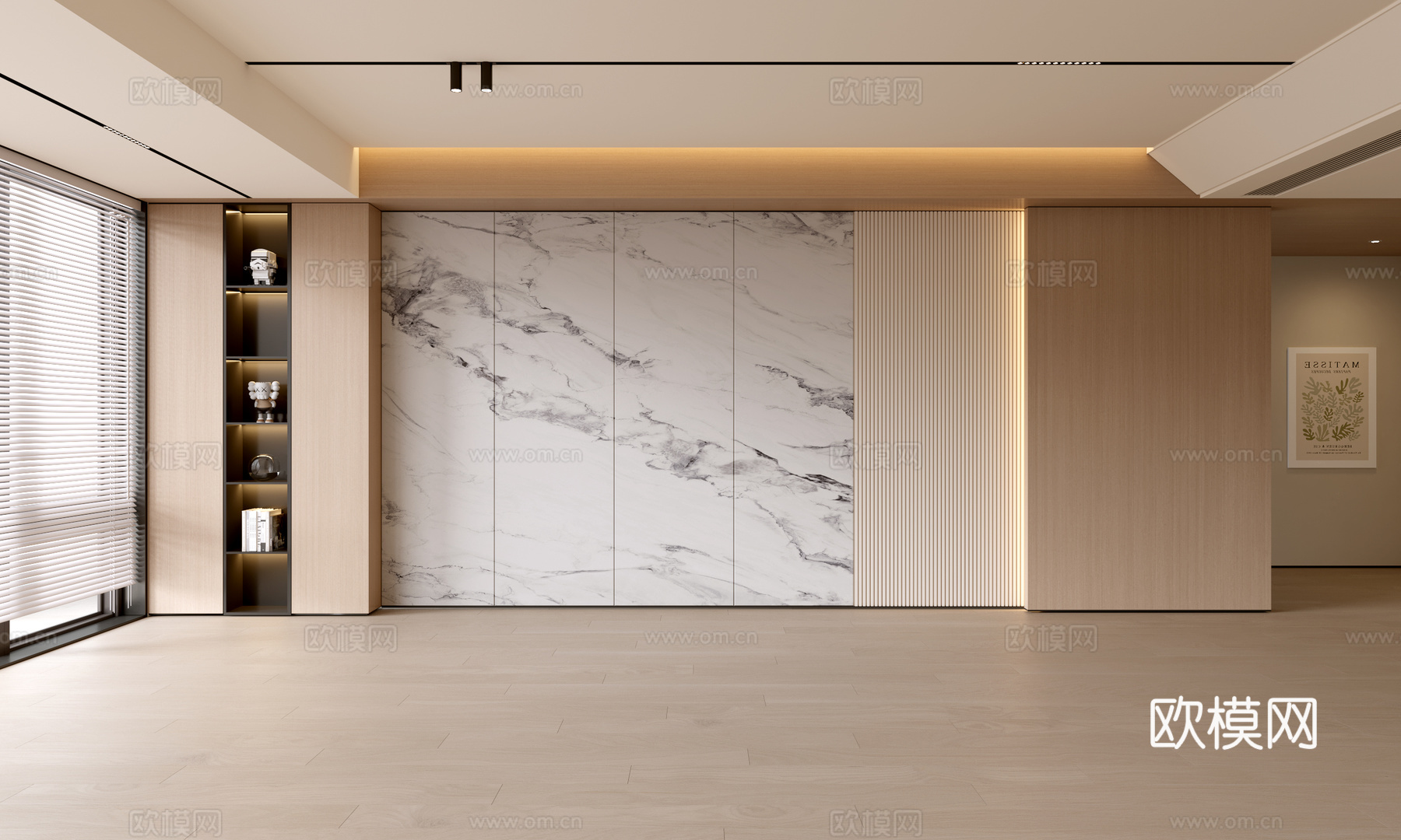 现代客厅 奶油客厅 沙发背景墙 客厅背景 奶油风背景墙su模型下载（渲染图1）