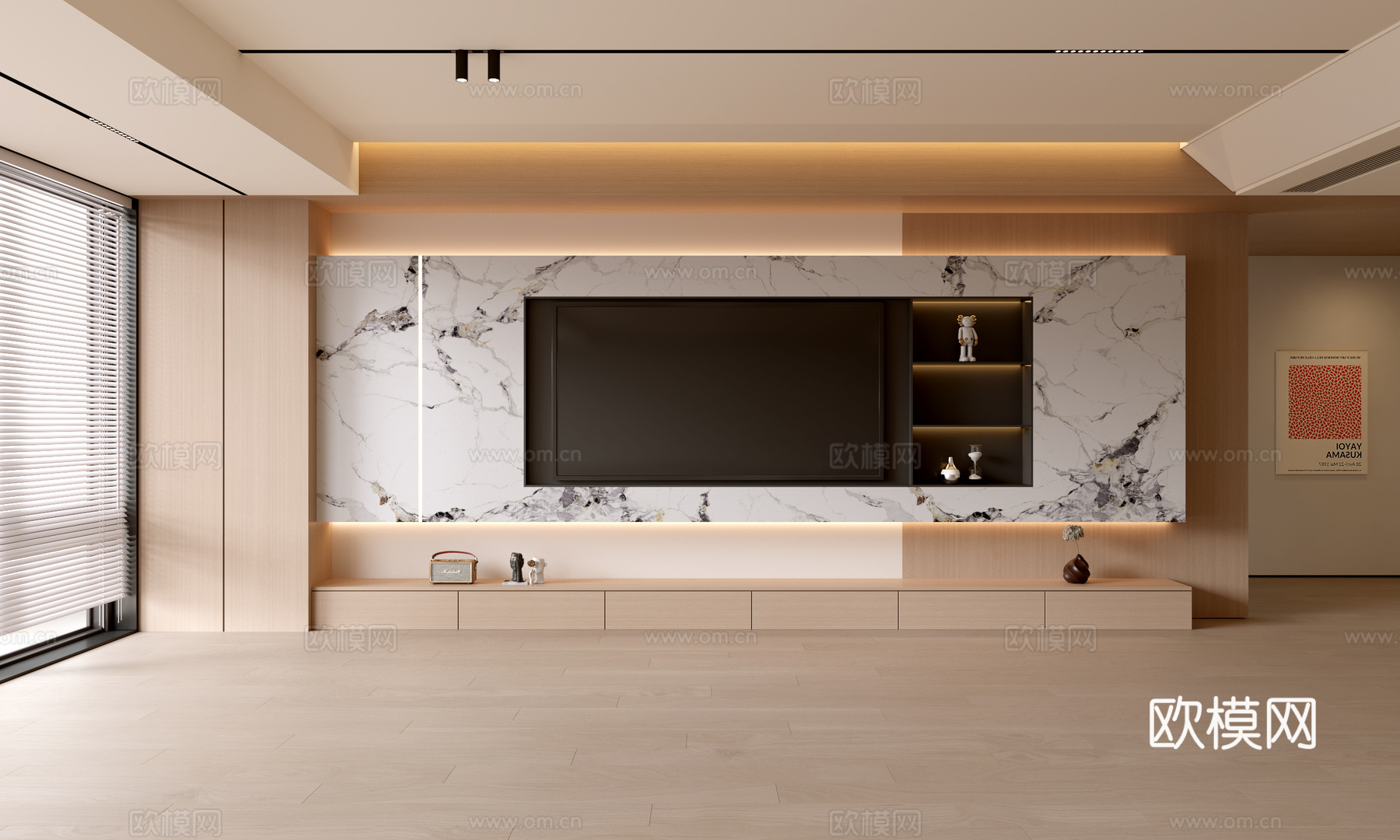 现代客厅 奶油客厅 电视背景墙 客厅背景 电视柜su模型