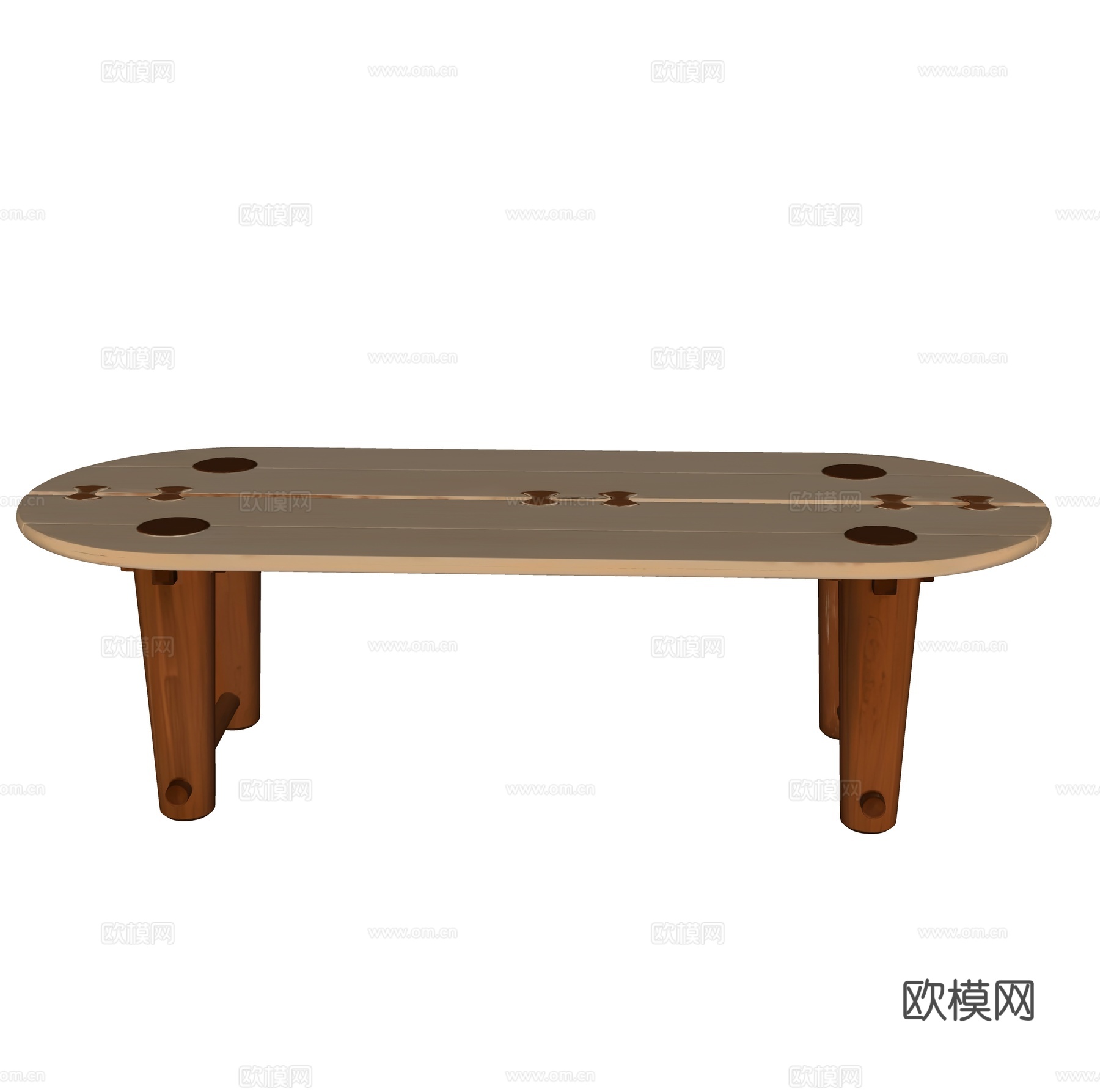 中古风木质餐桌su模型