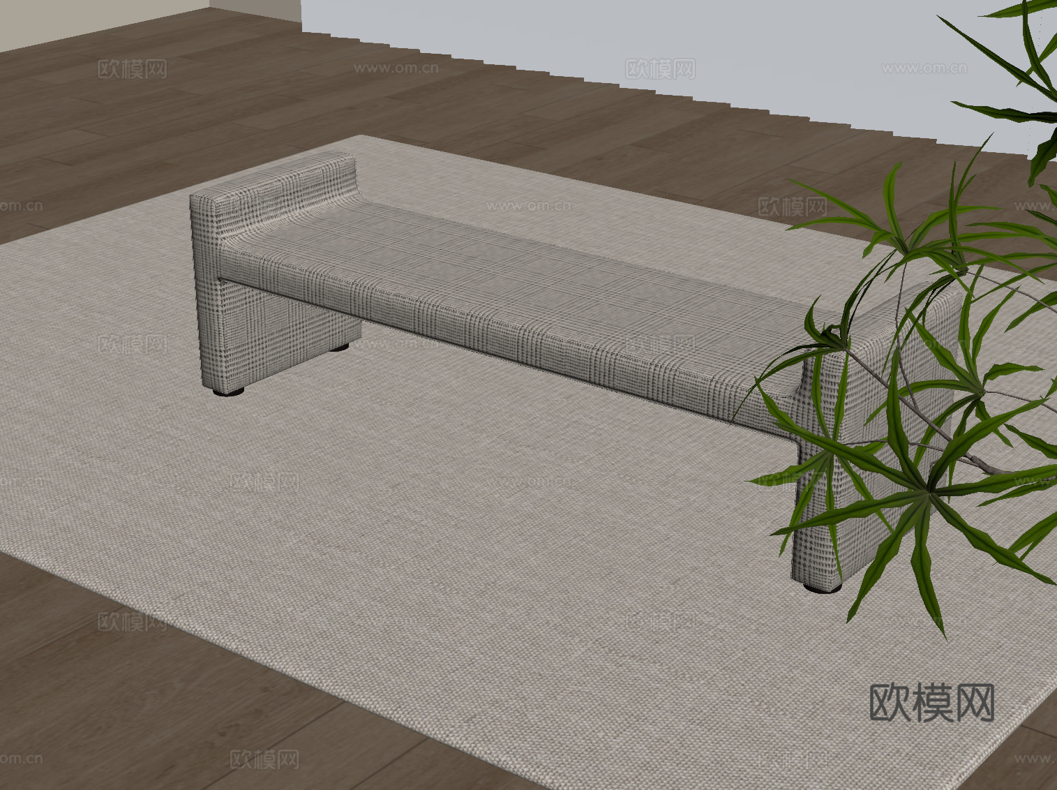 现代中古风换鞋凳 床尾凳su模型