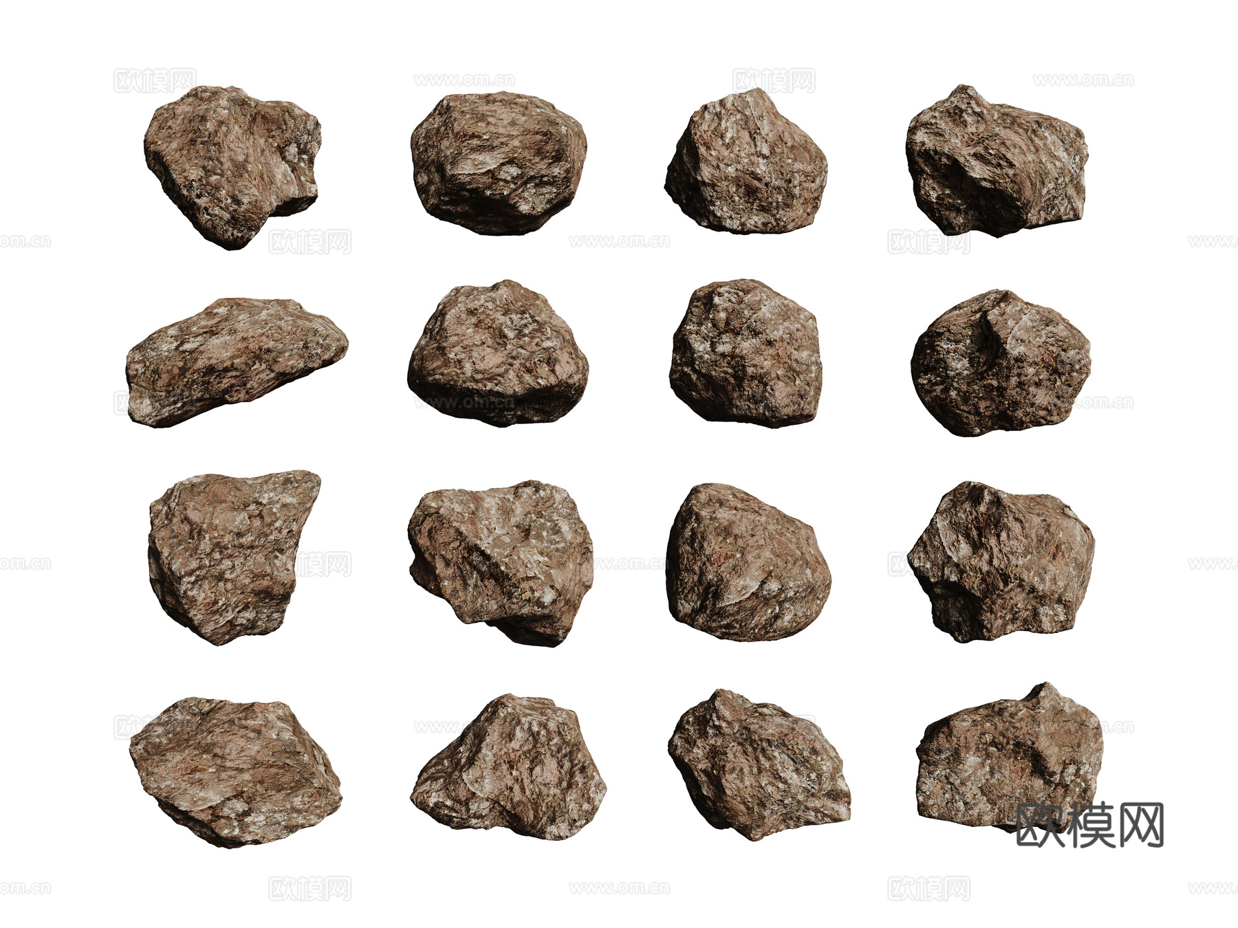 现代石头石块 景观石 岩石 碎石 石头组合su模型