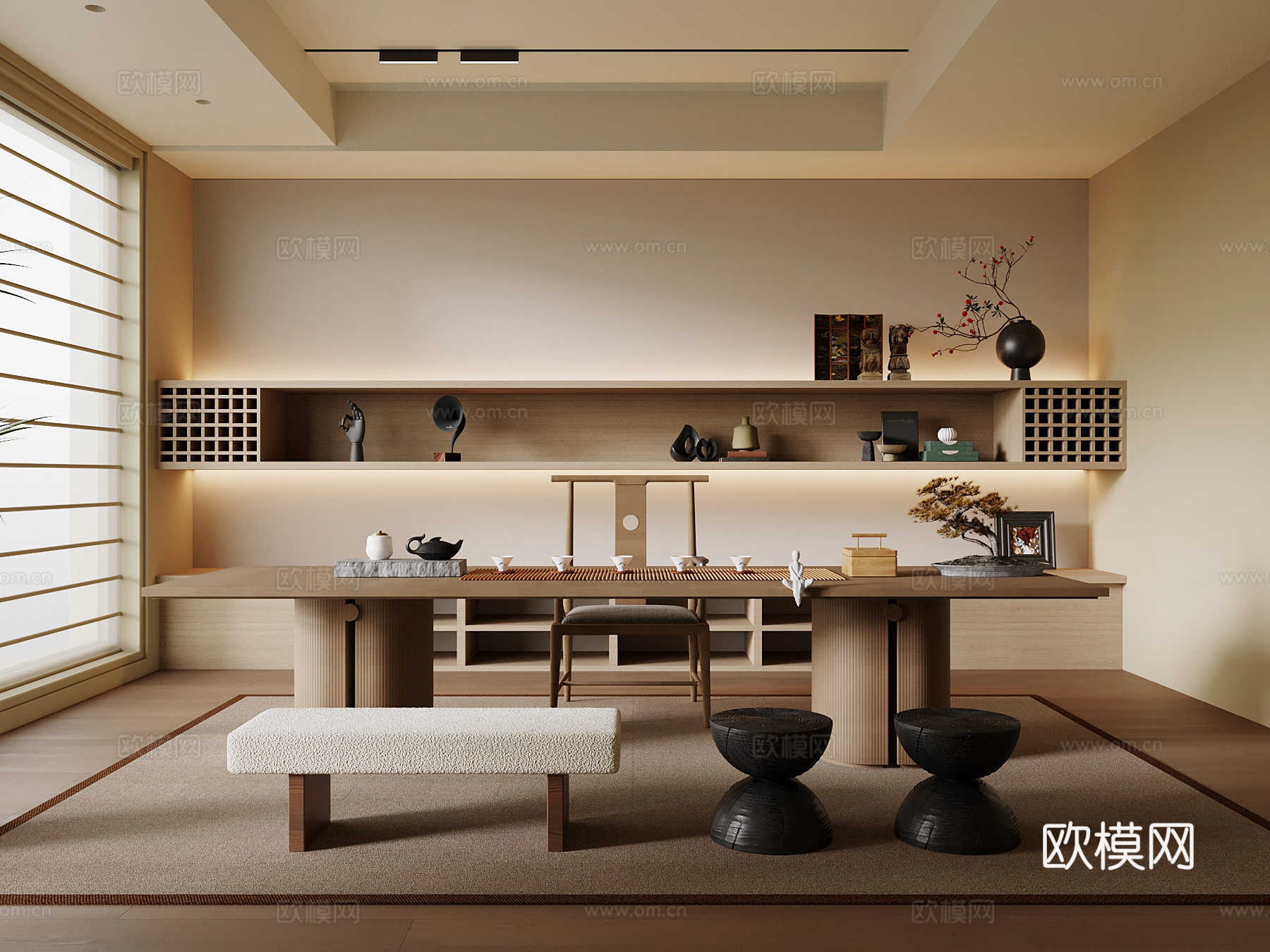 新中式茶室su模型
