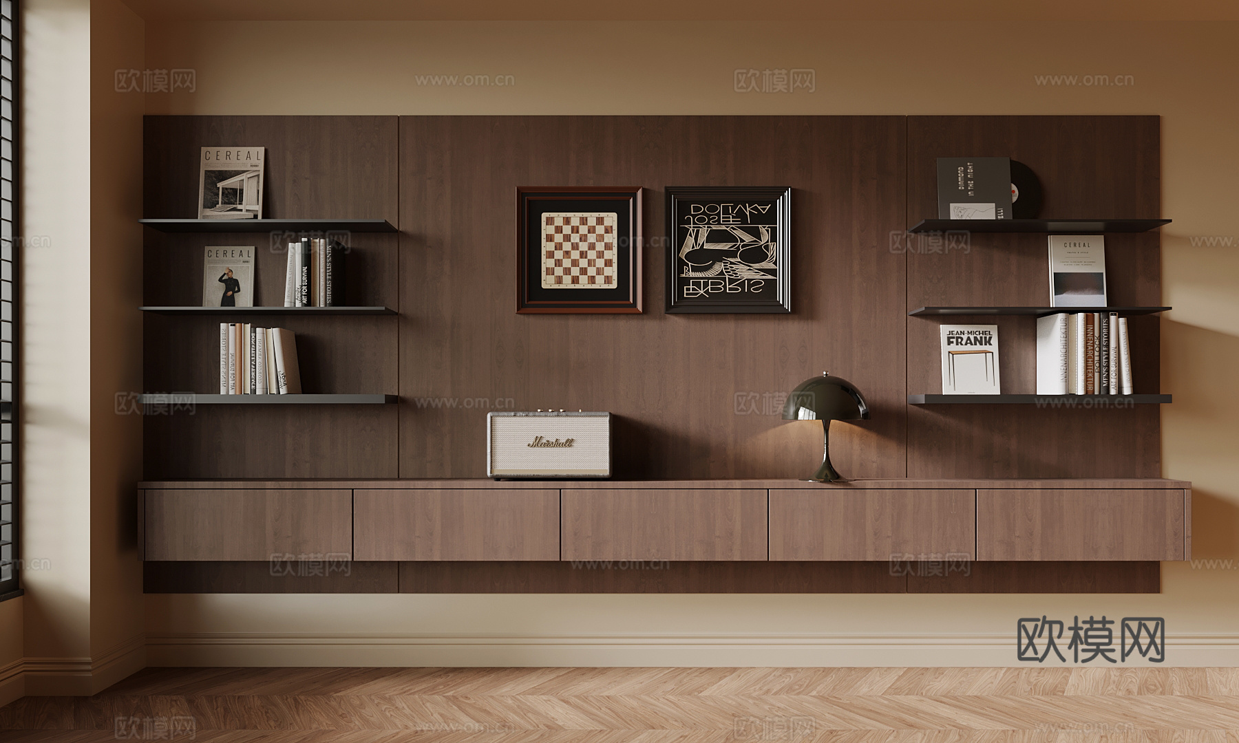 现代中古风书架 置物架su模型