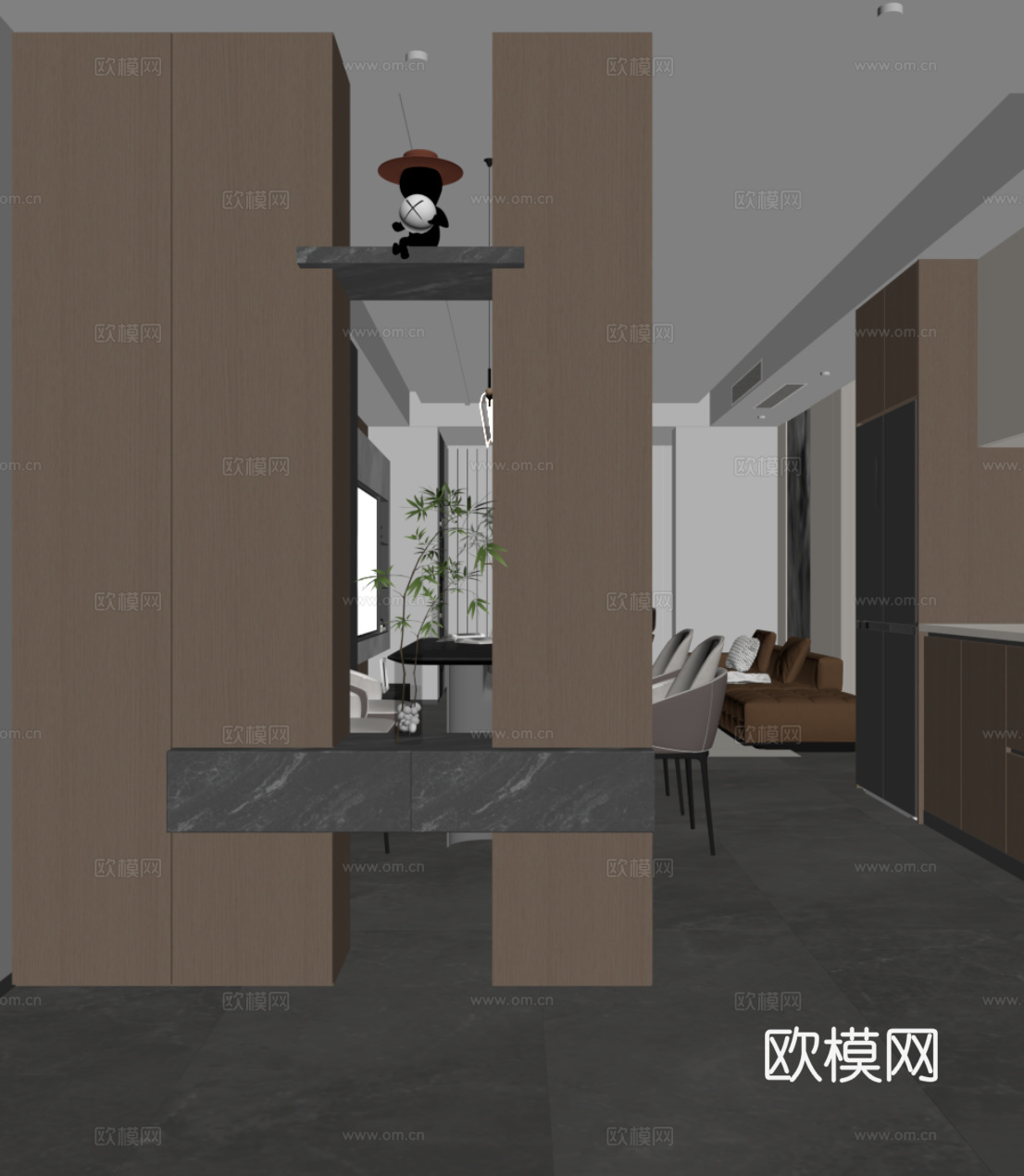 现代意式玄关隔断柜 鞋柜su模型