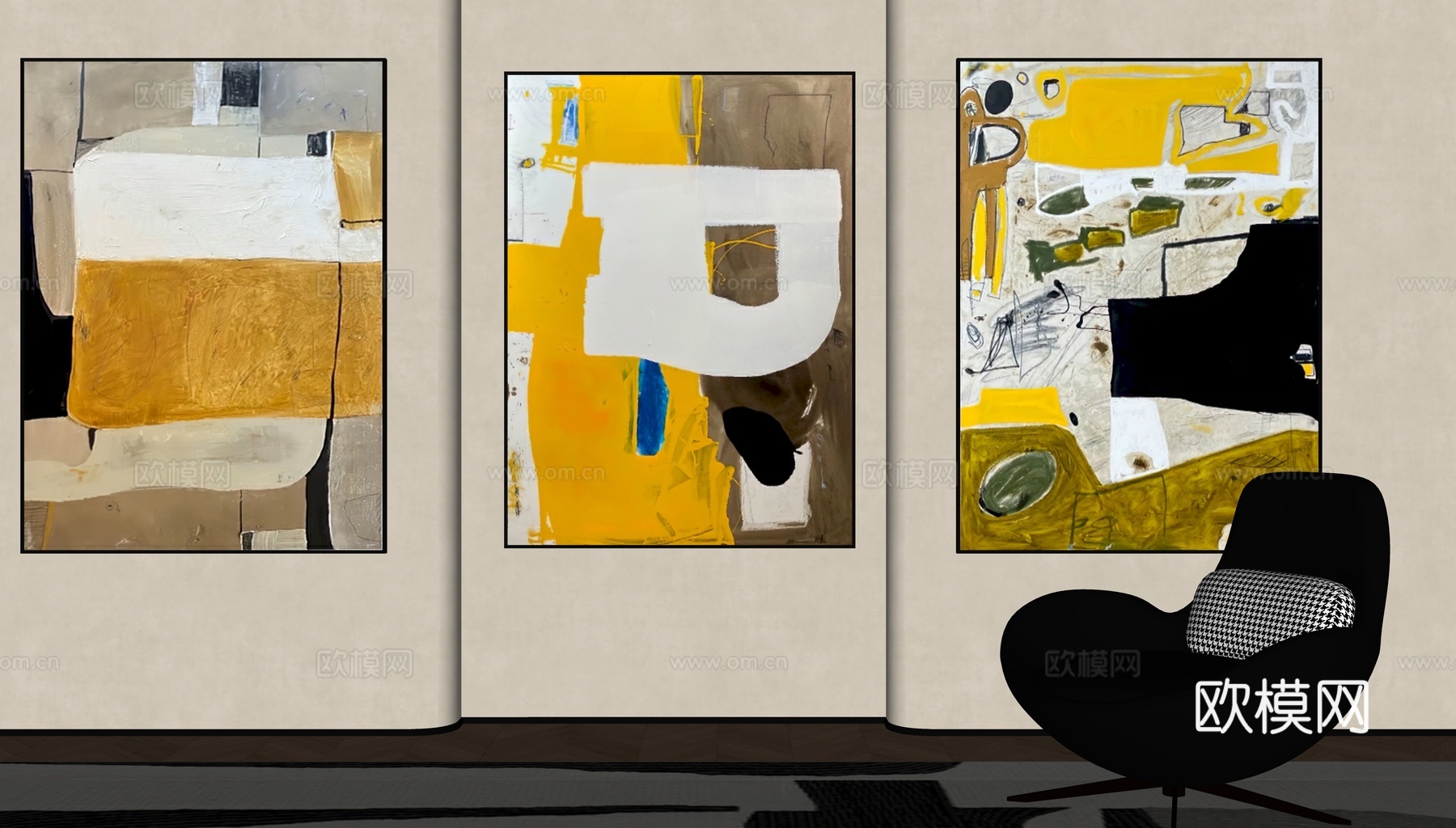 现代简约风装饰画su模型