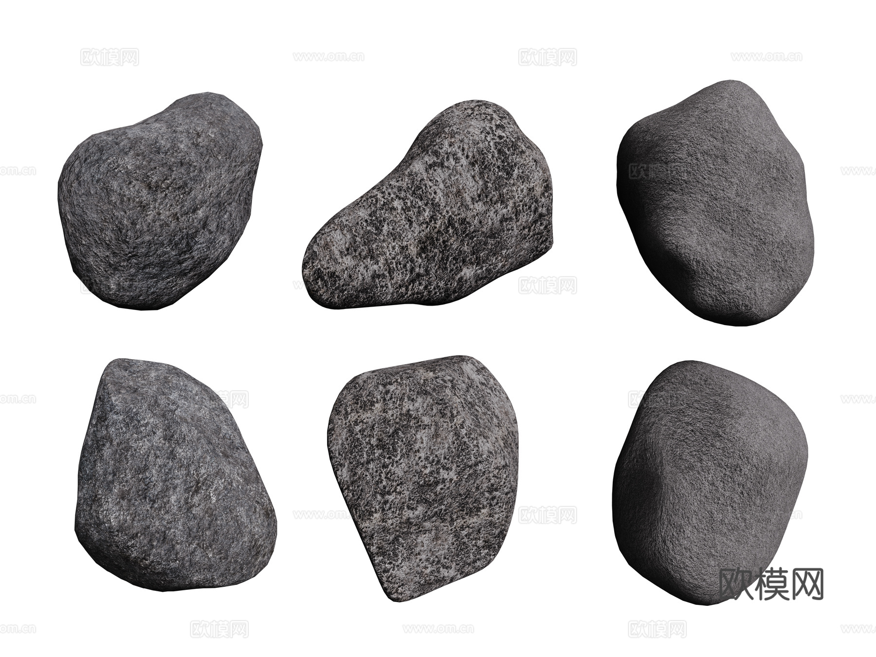 现代石头石块 景观石 岩石 碎石 石头组合su模型