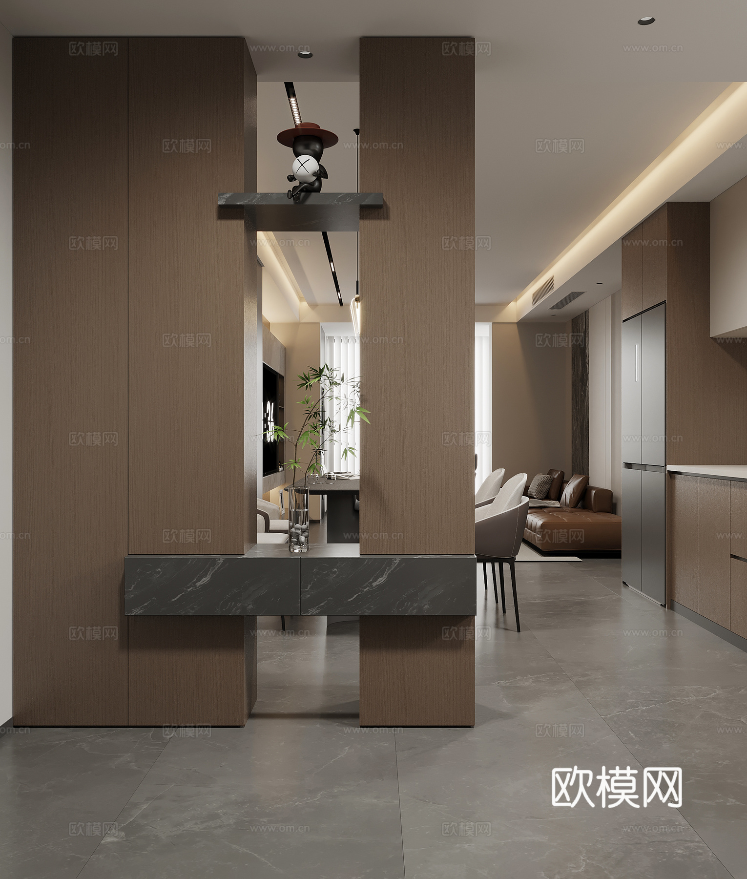 现代意式玄关隔断柜 鞋柜su模型