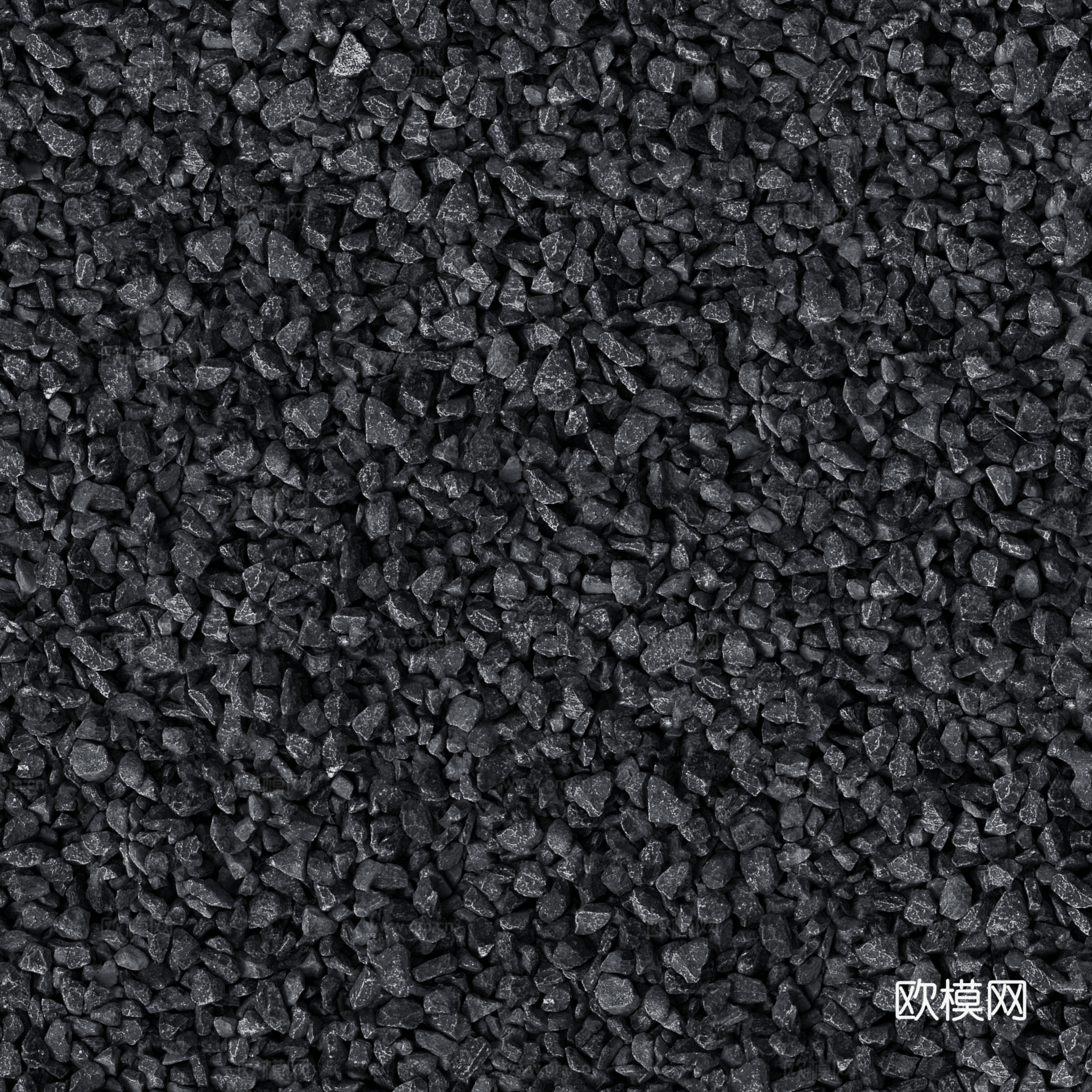 无缝户外黑色鹅卵石黑色碎石贴图