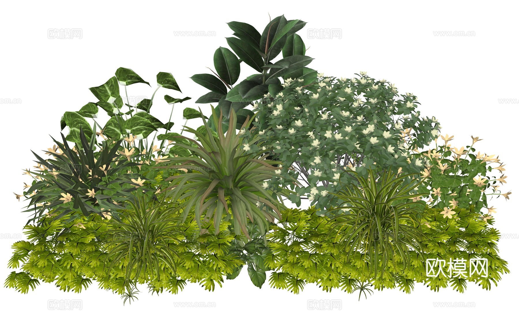 现代室内植物堆造景组合su模型