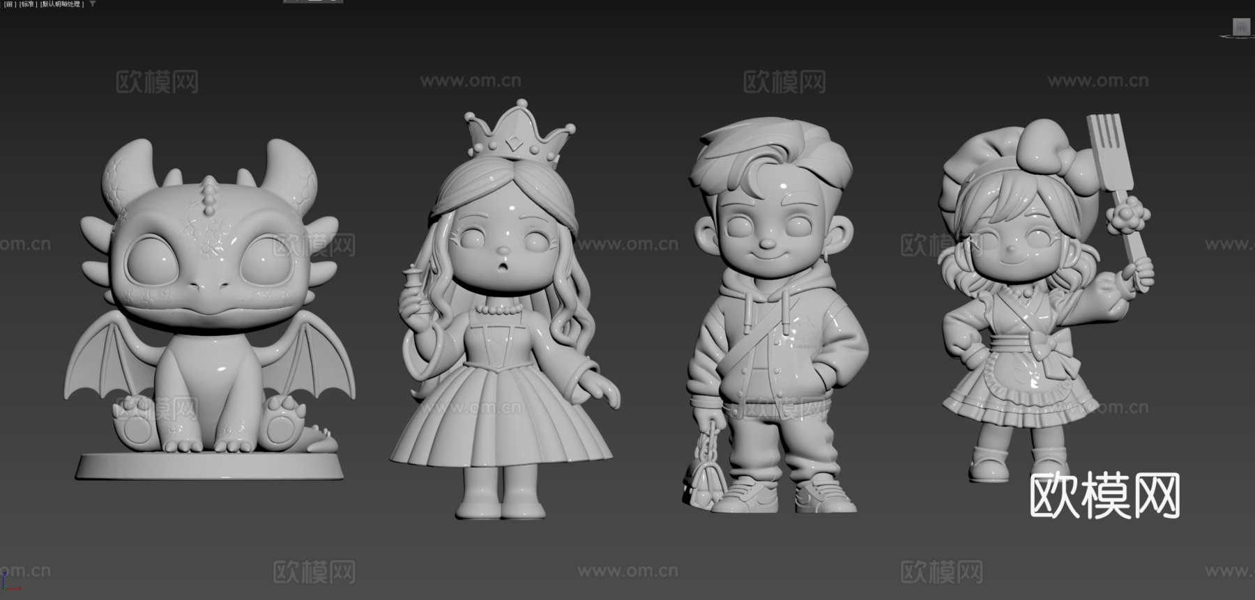 Q版动漫角色手办-3D打印模型-素模定制-可打印打模上色免费3d模型下载（渲染图5）