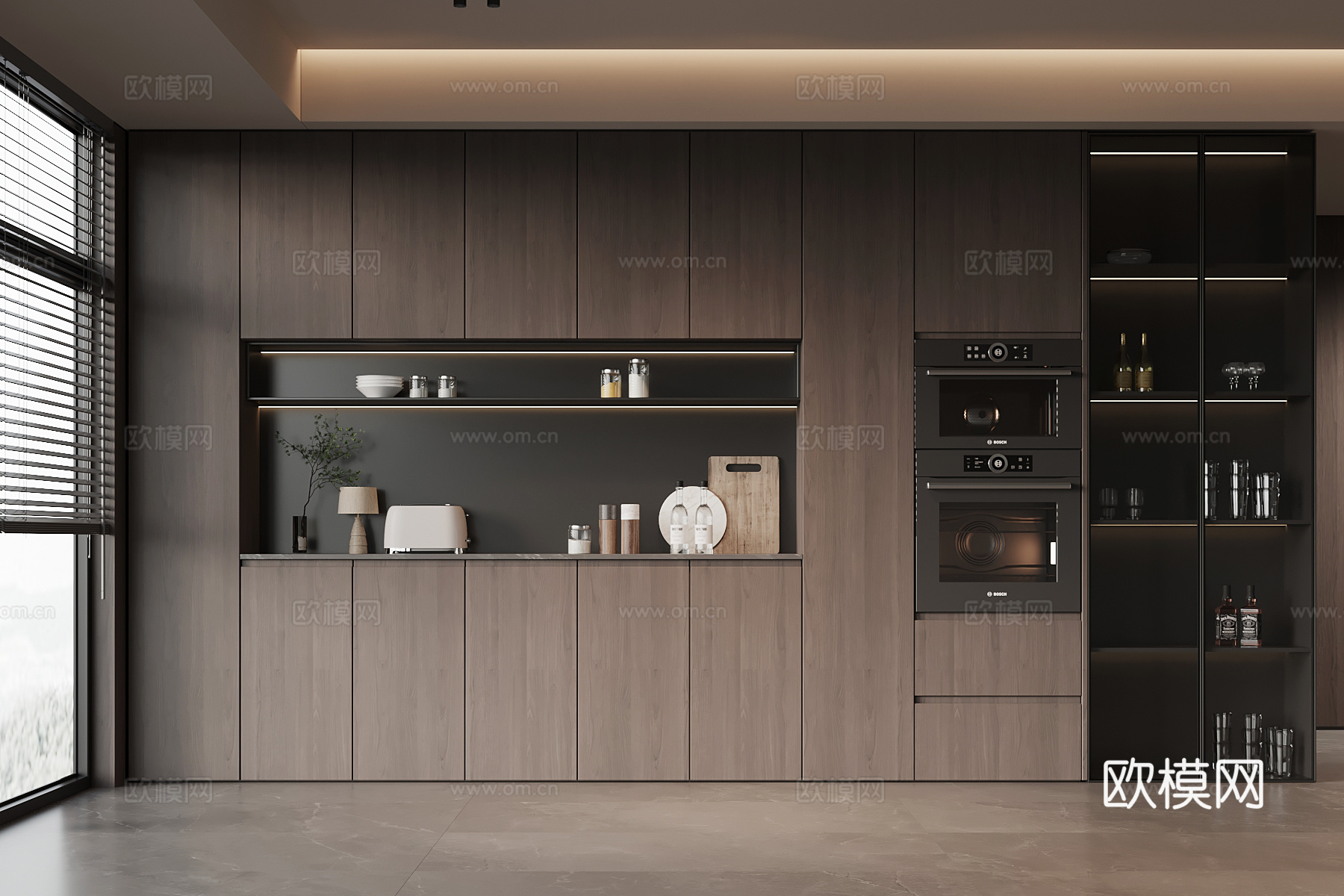 现代意式酒柜 餐边柜su模型