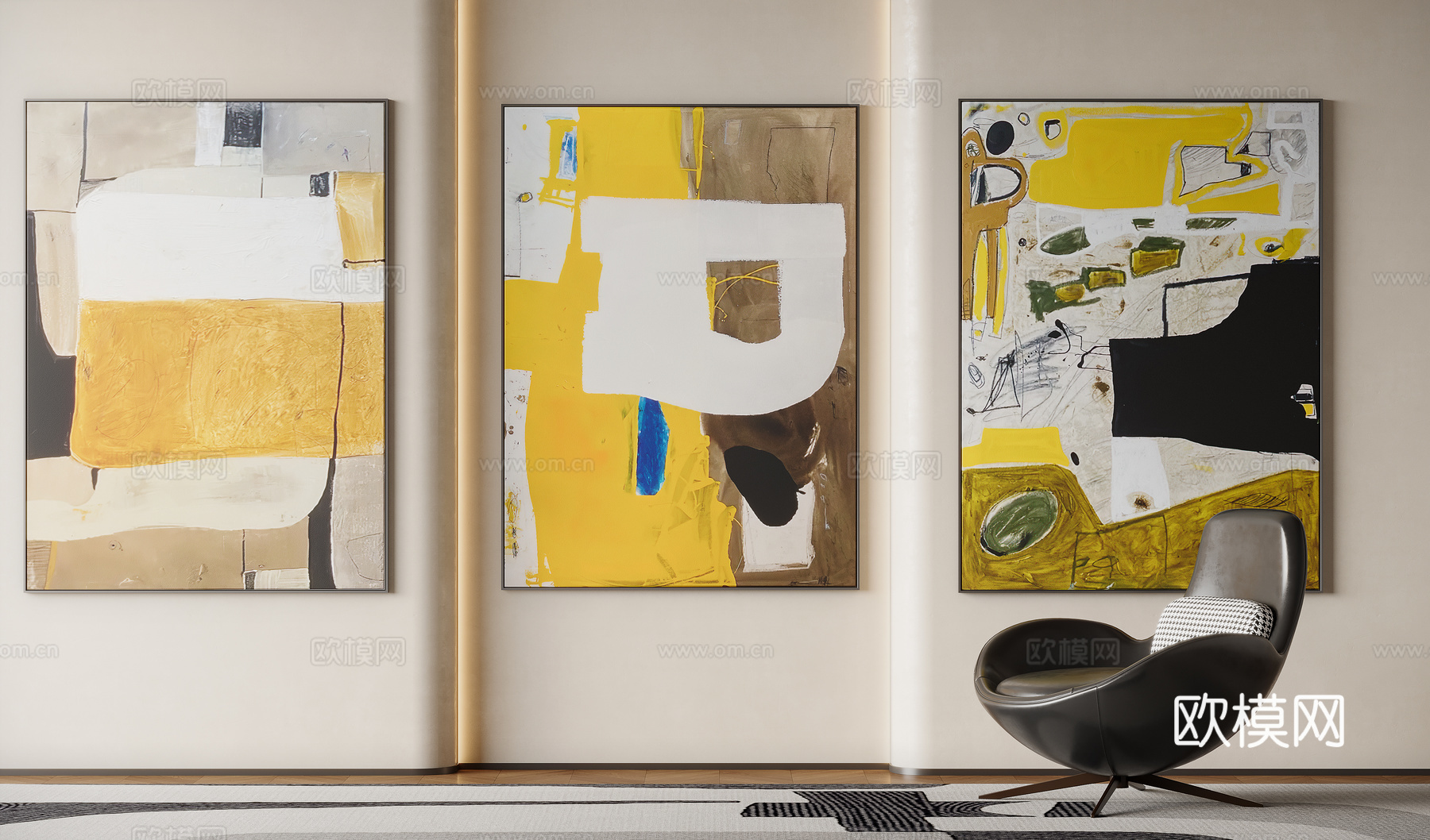 现代简约风装饰画su模型