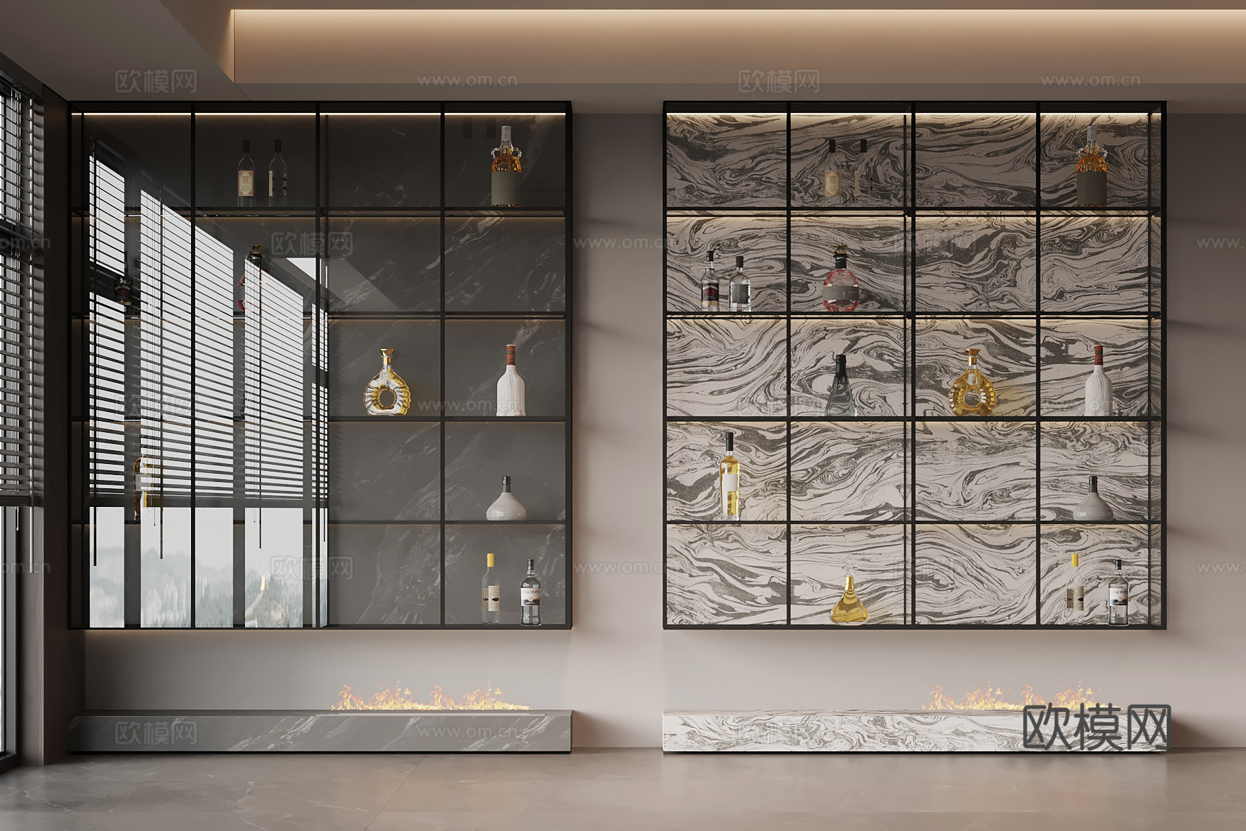 现代意式酒柜 玻璃酒柜3d模型下载