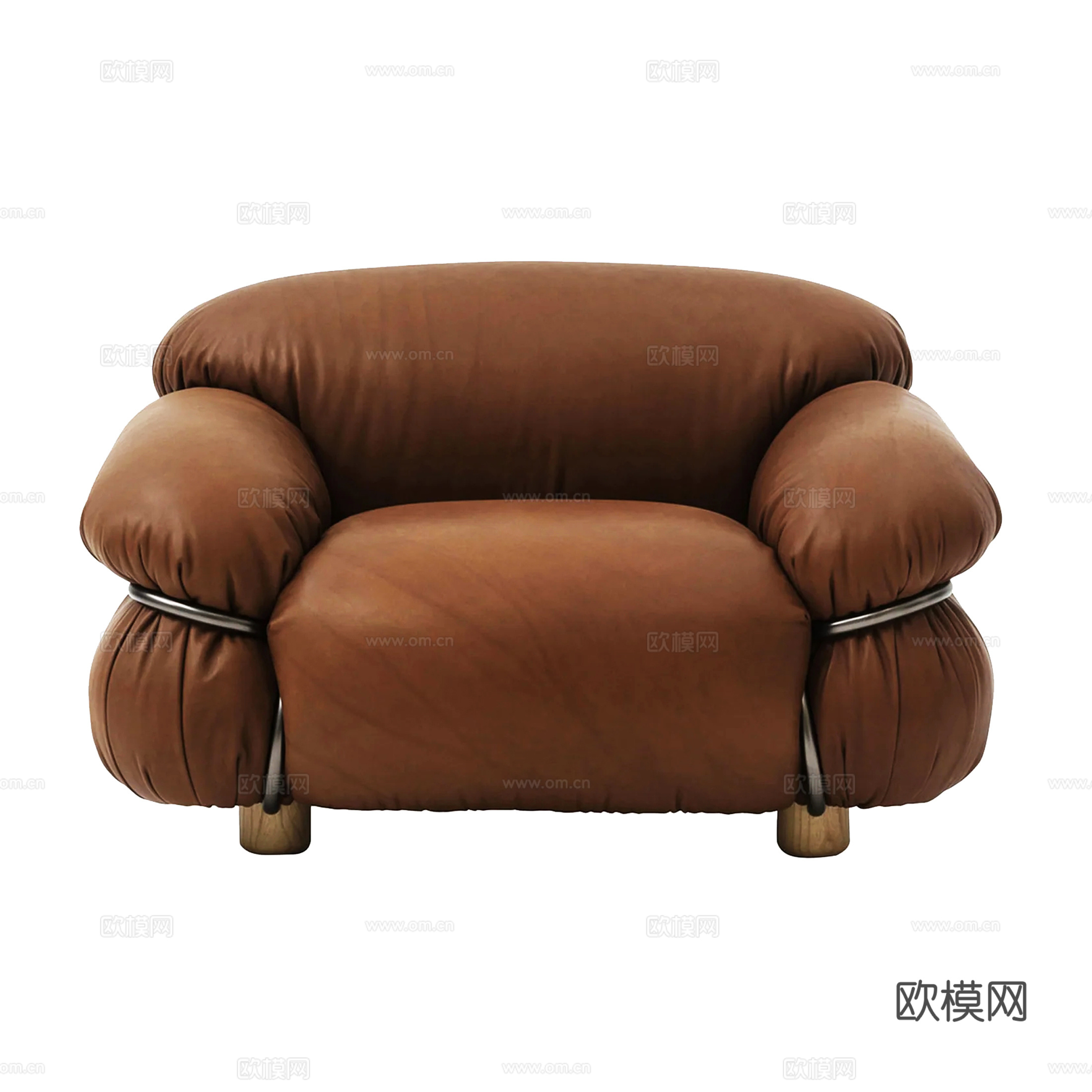 现代皮质单人沙发su模型