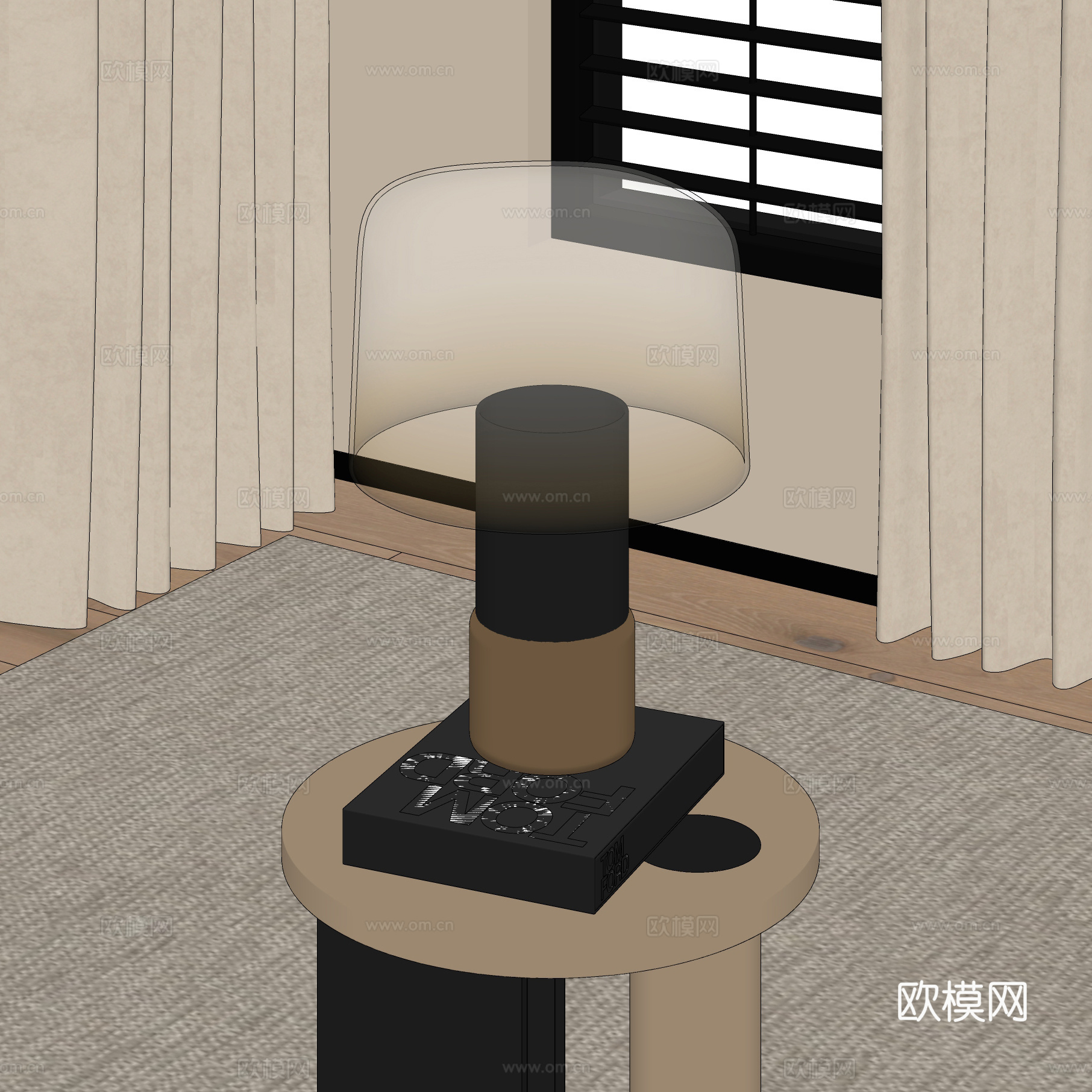 中古台灯 玻璃台灯 边几 角几su模型