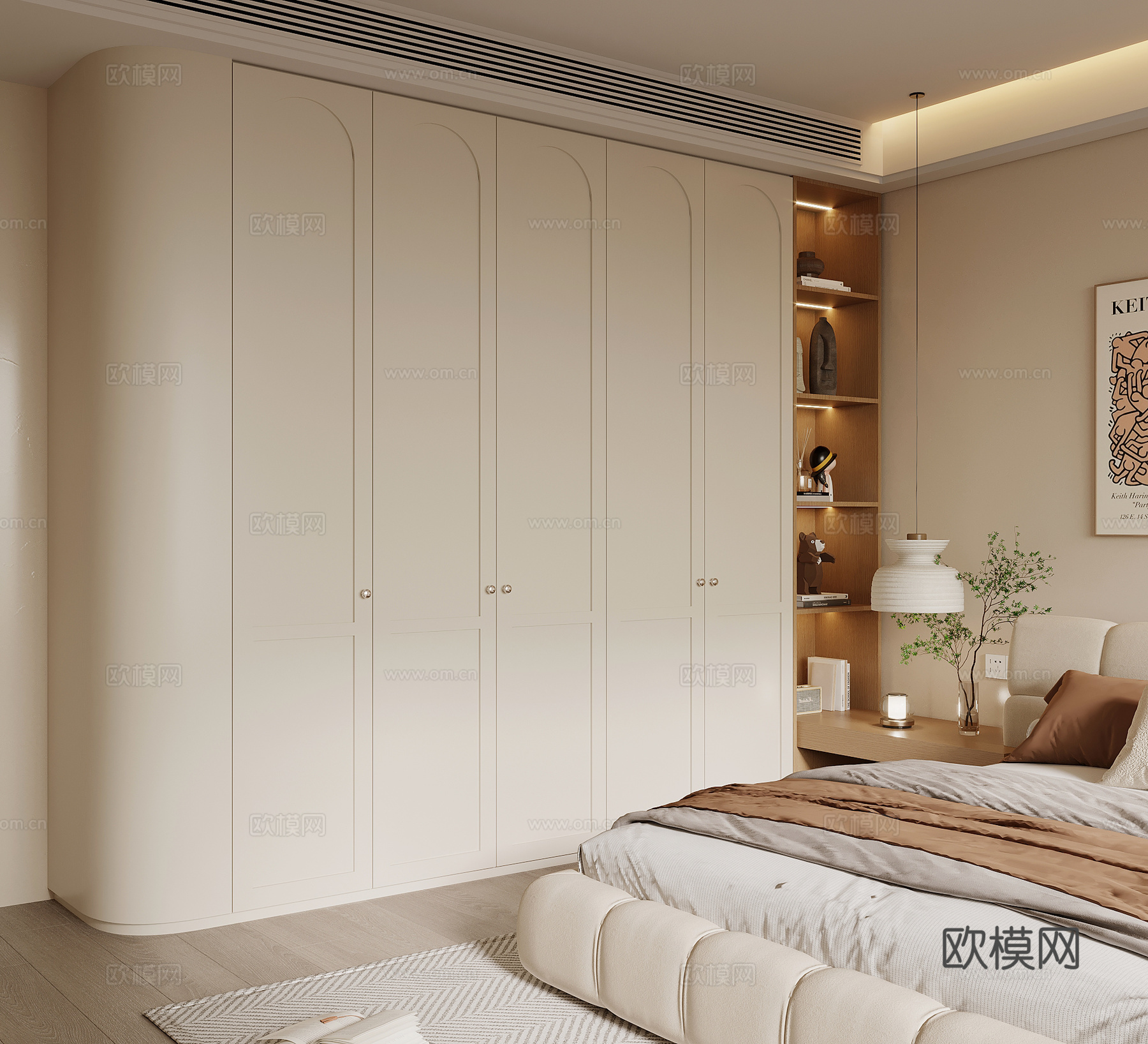 法式奶油风衣柜su模型