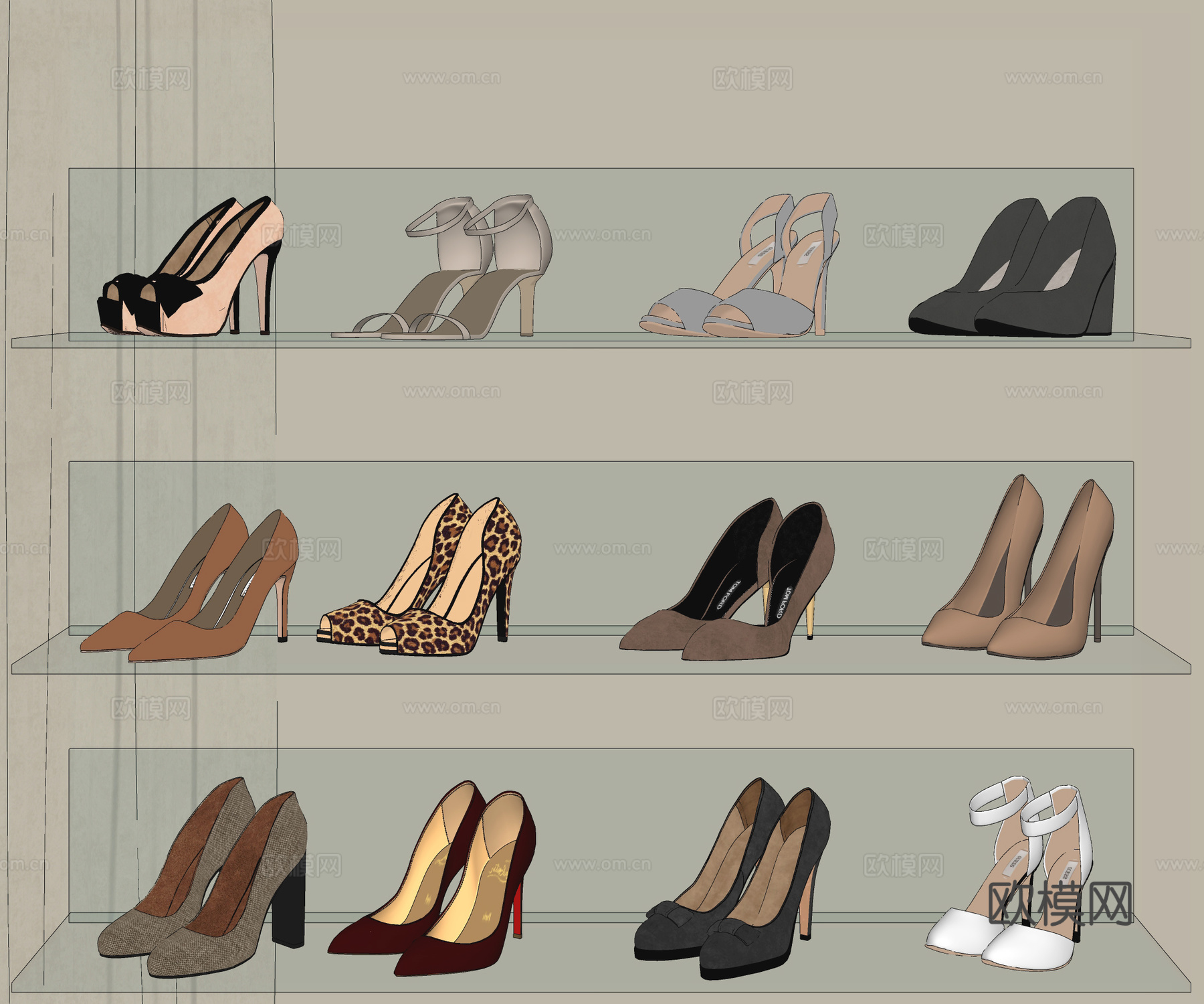 现代高跟鞋su模型