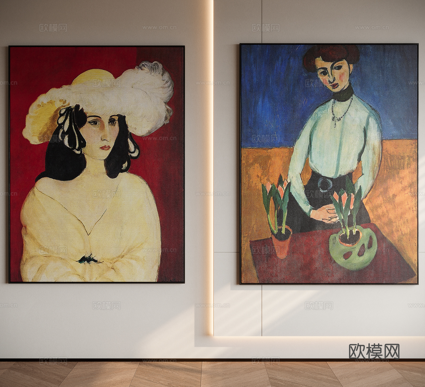 现代中古人物挂画su模型