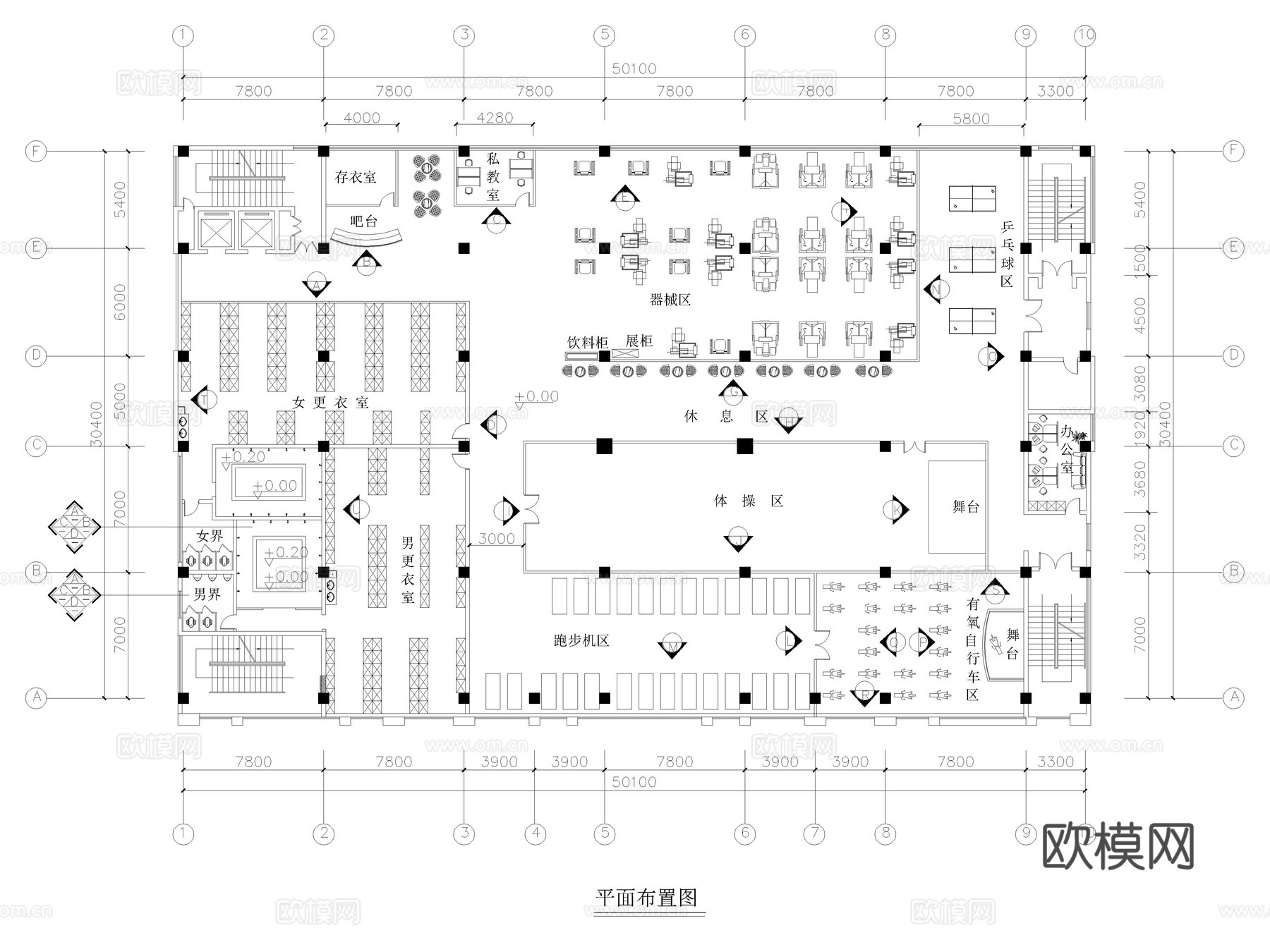 20套健身房健身会所健身馆CAD施工图cad施工图