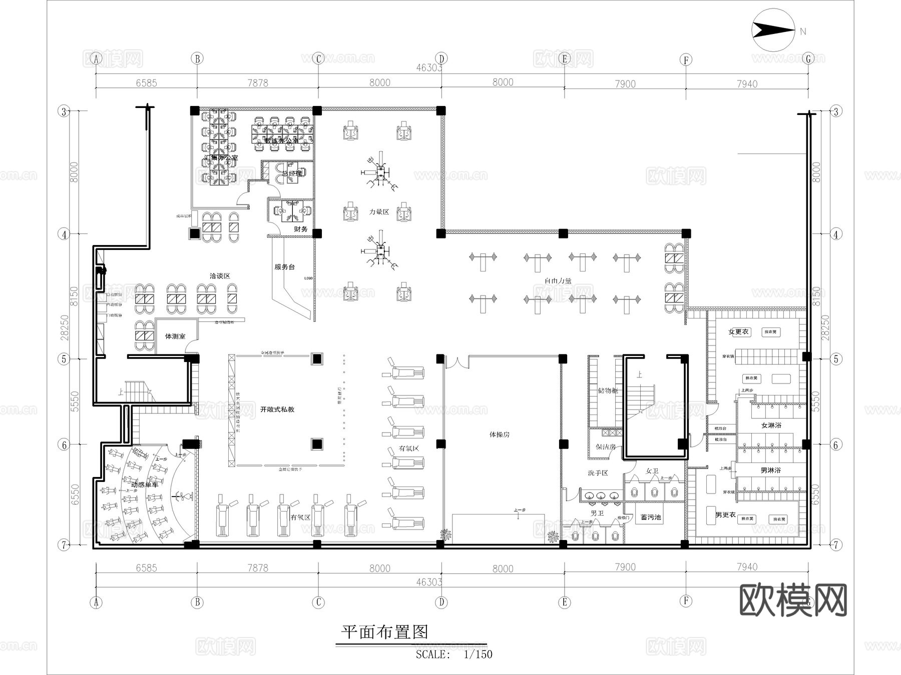 20套健身房健身会所健身馆CAD施工图cad施工图