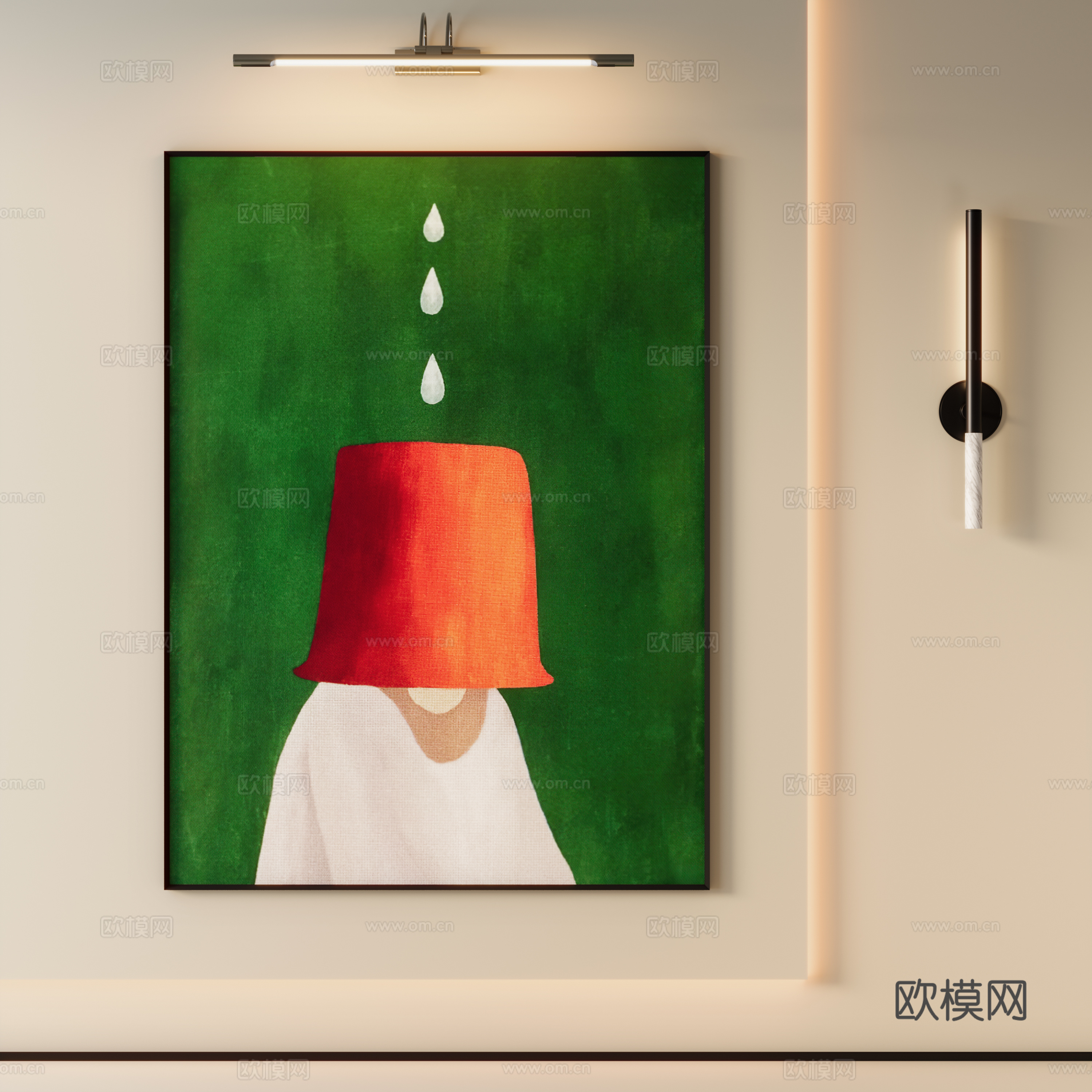 现代抽象人物挂画su模型