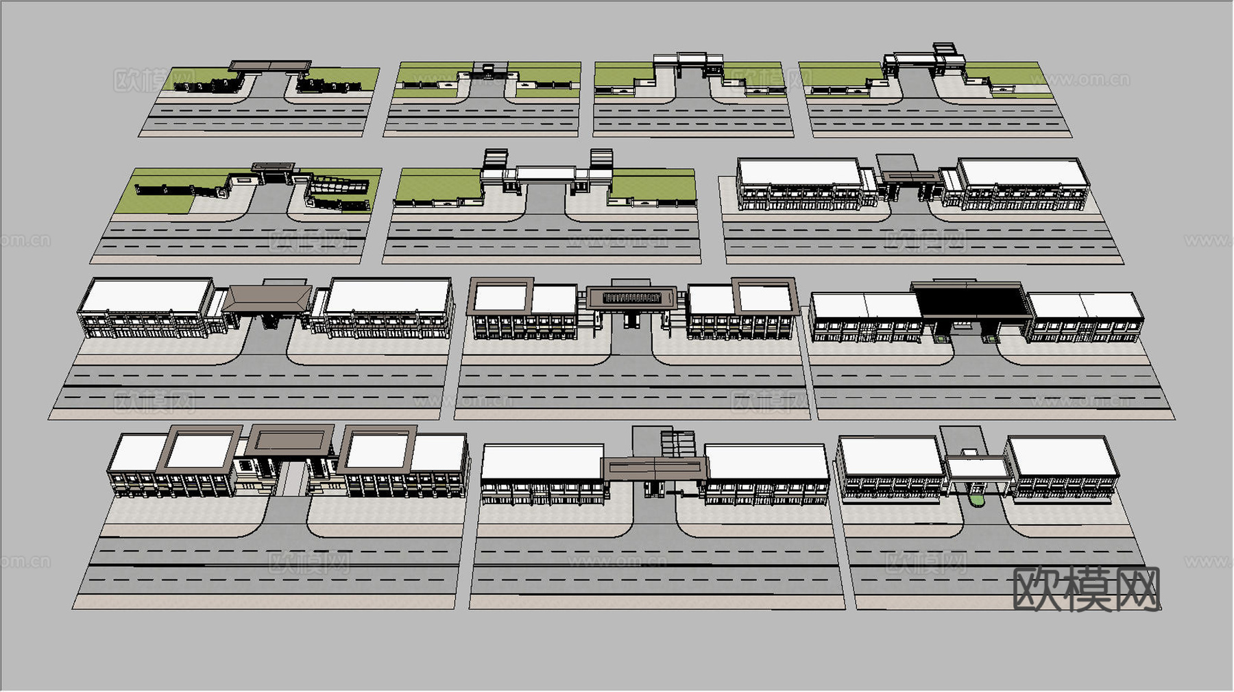 商业街 大门 入口 商业su模型
