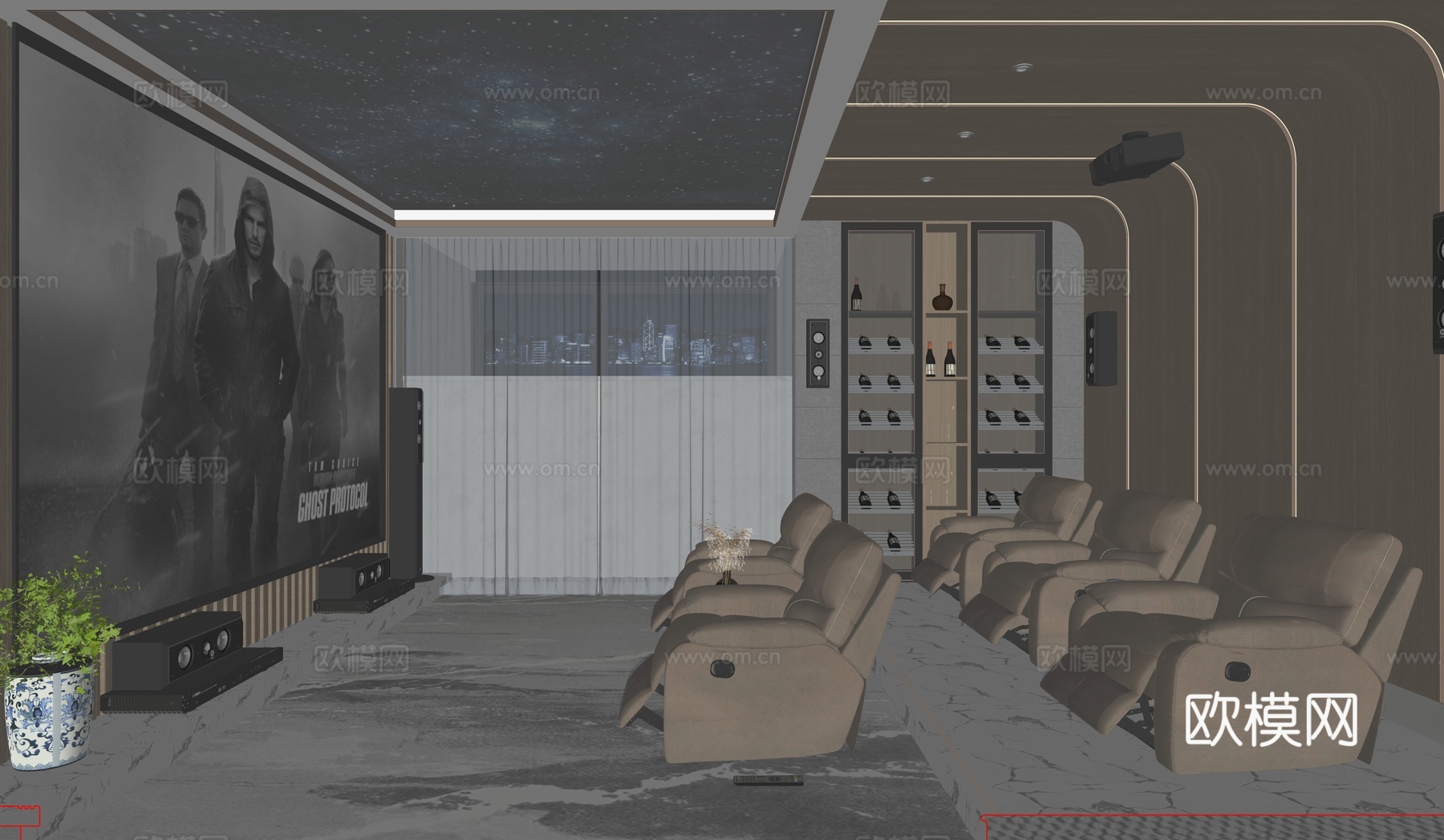 网红KTV  影音室su模型