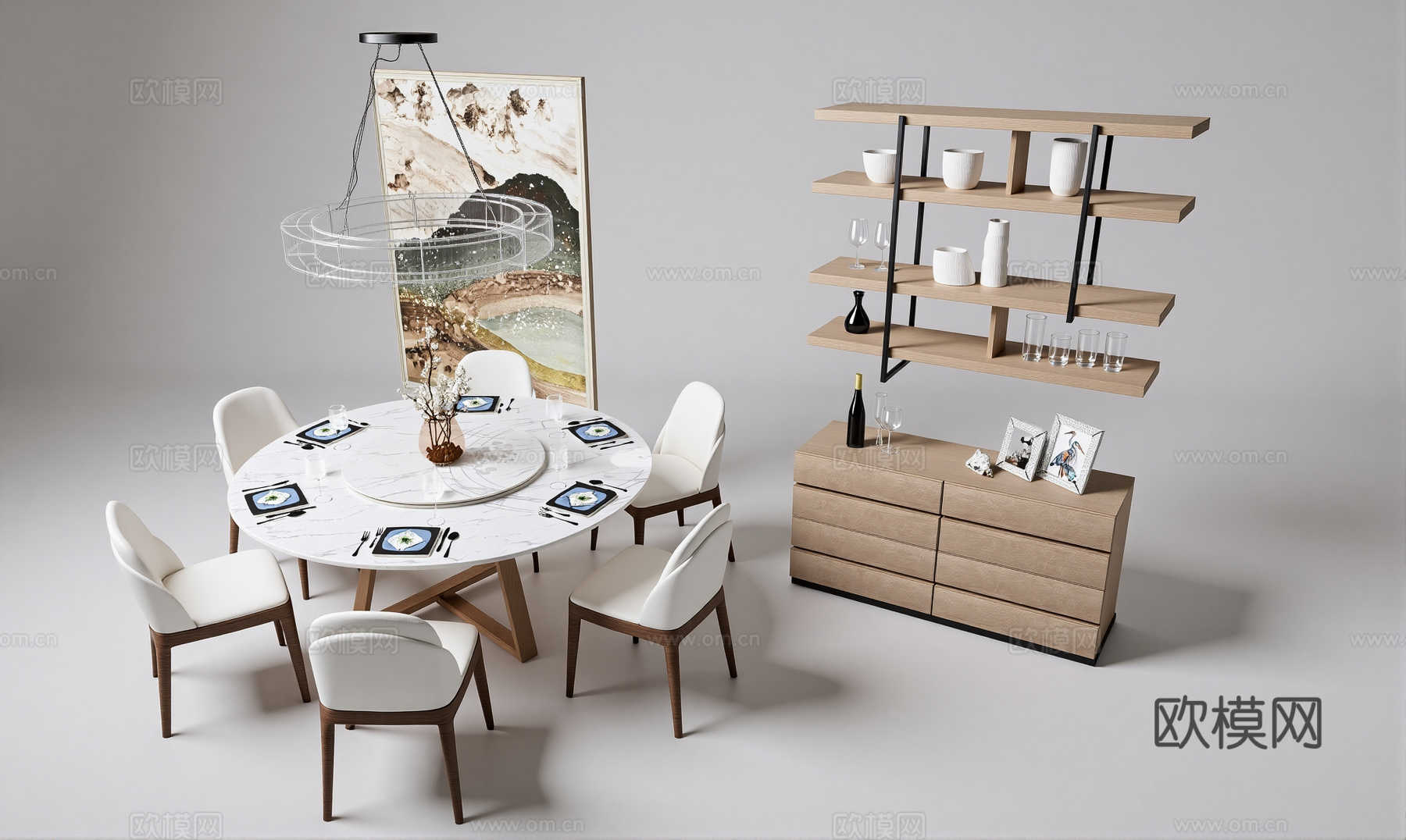 现代餐桌椅组合su模型