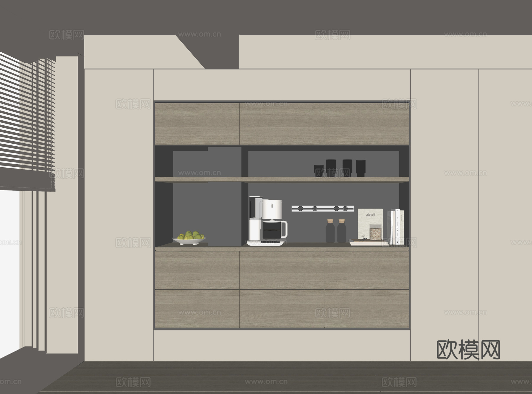 现代酒柜餐边柜su模型