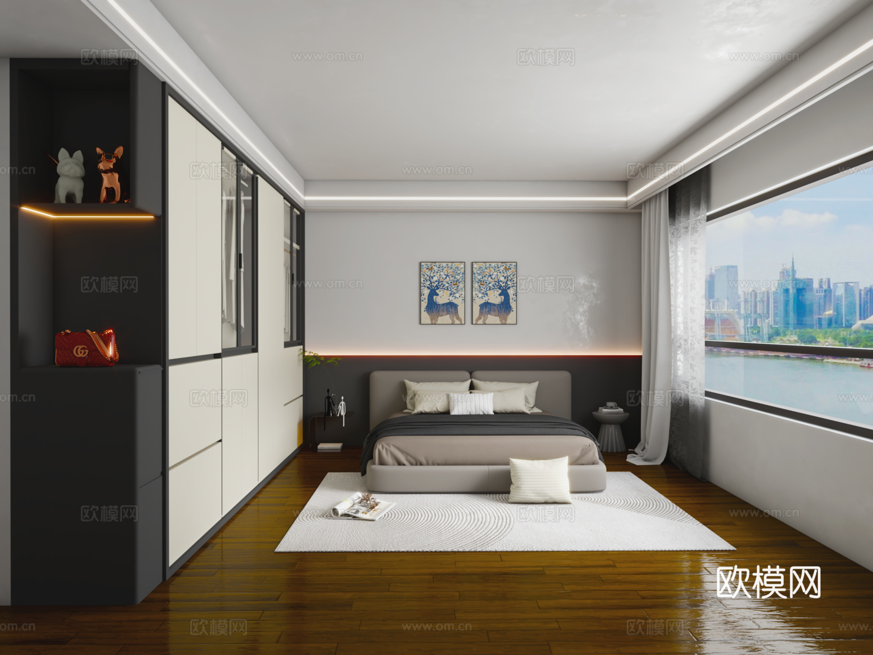 现代简约卧室免费su模型