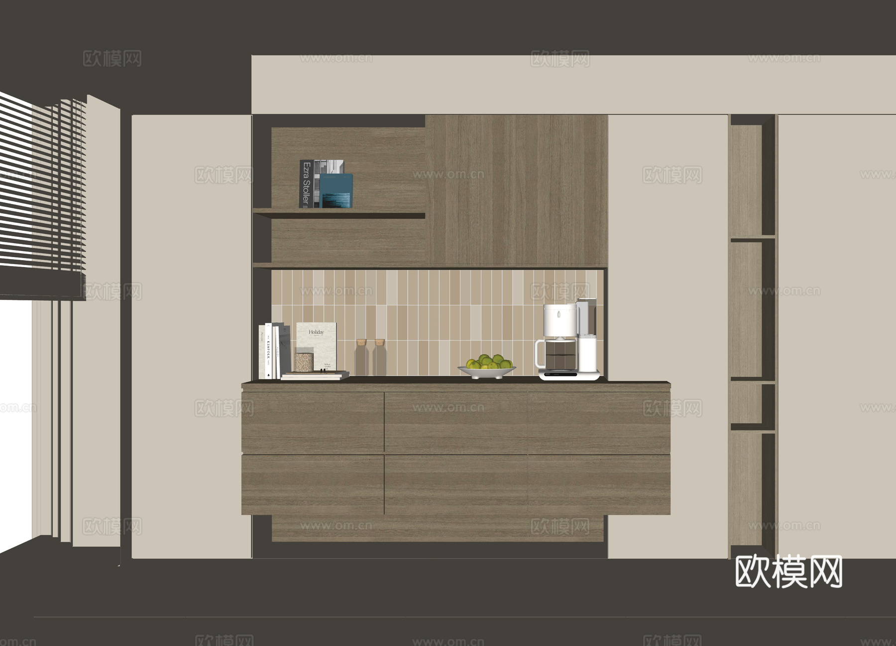 现代酒柜餐边柜su模型