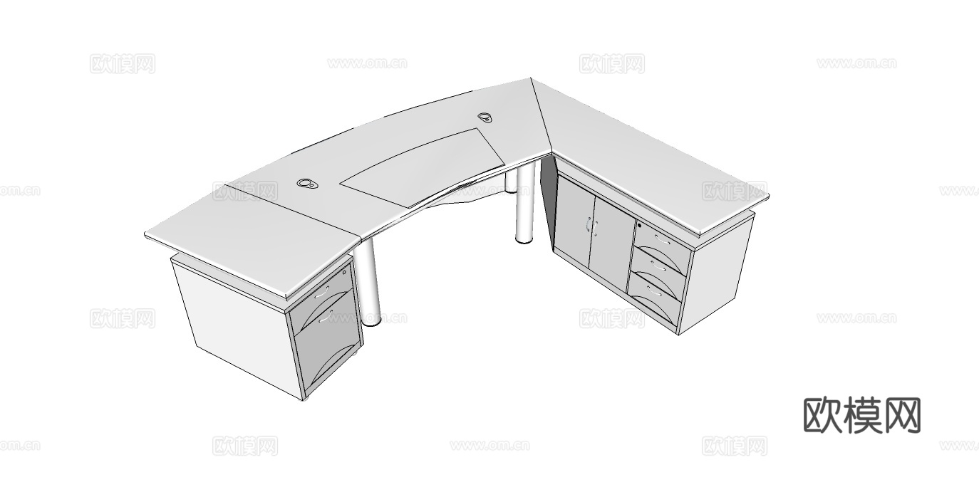 班台桌 办公桌 办公椅 办公家具su模型